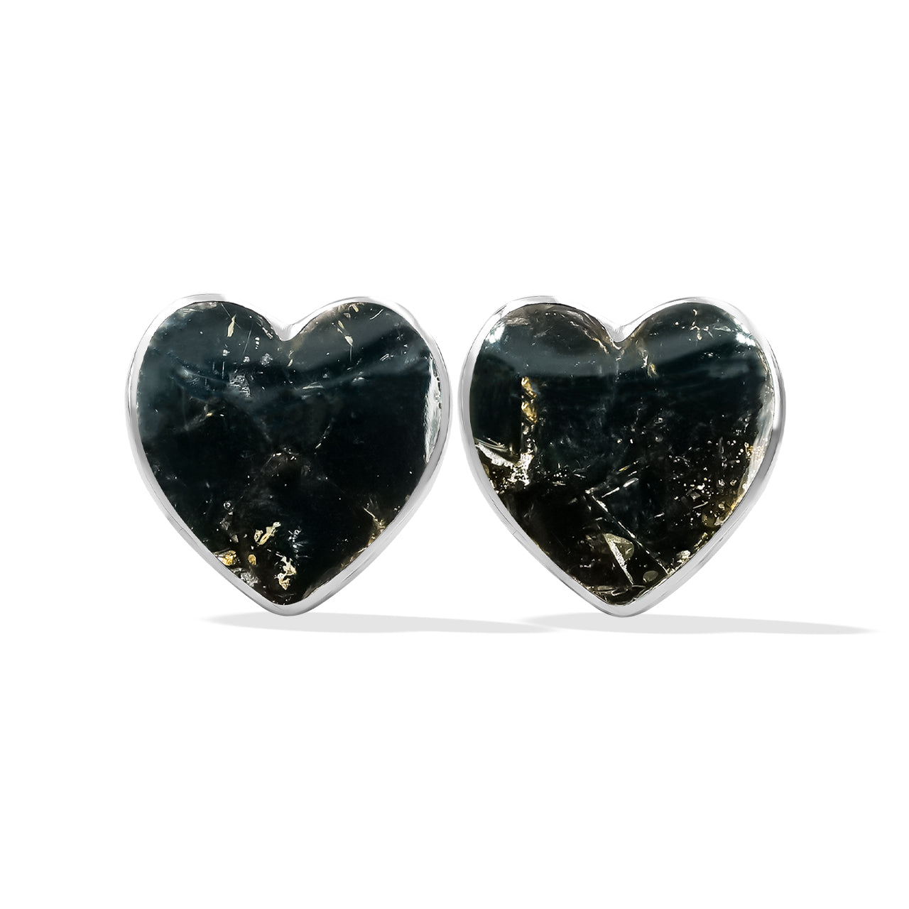 Starborn Heart Muscovite Post Style Earrings in Sterling Silver