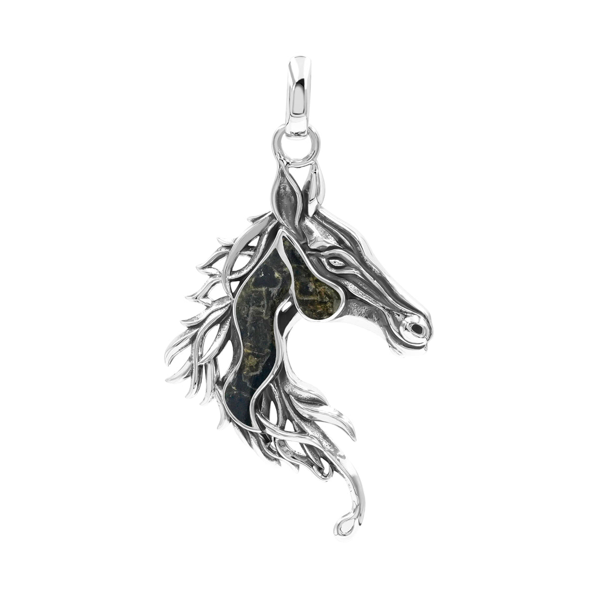 Starborn Horse Head Pendant with Golden Muscovite Inlay