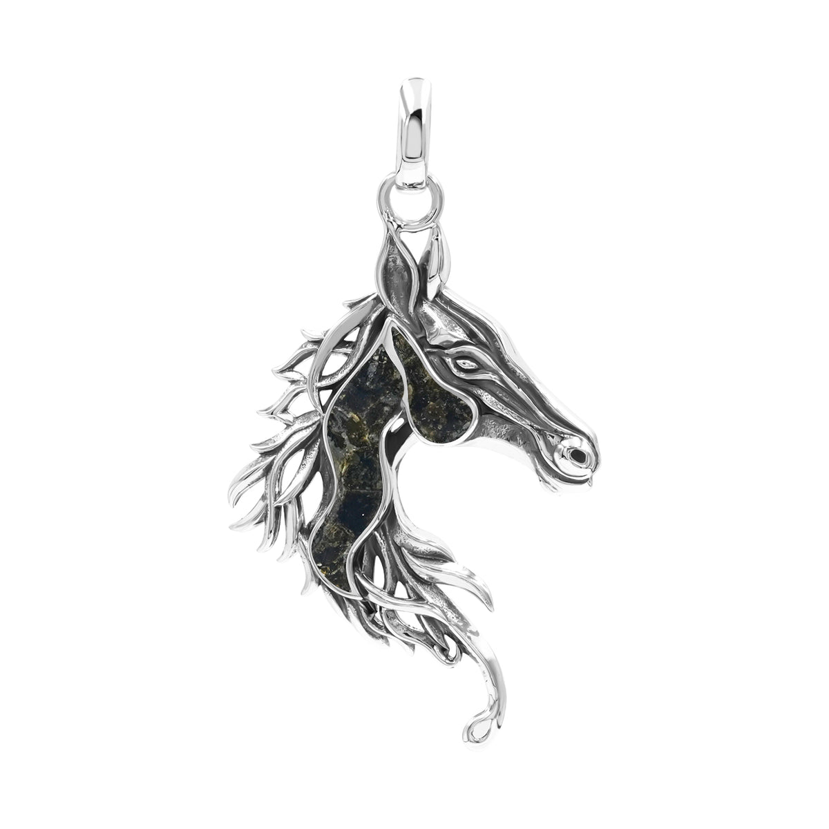 Starborn Horse Head Pendant with Golden Muscovite Inlay