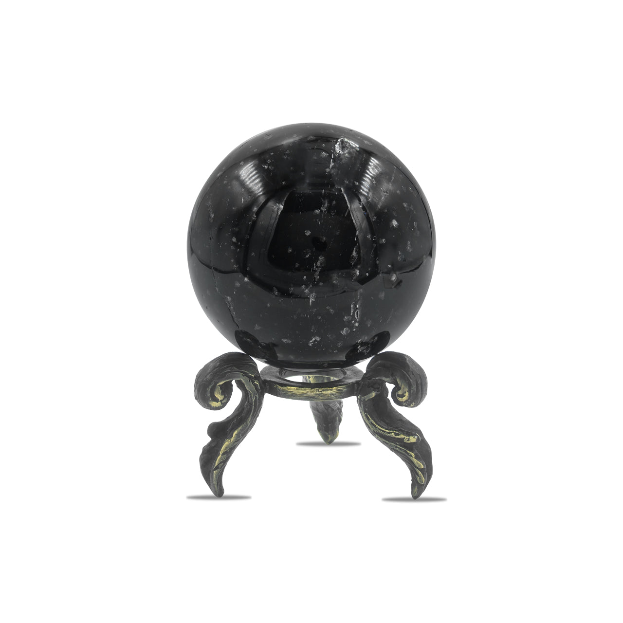 Starborn Obsidian Sphere Display with Brass Stand