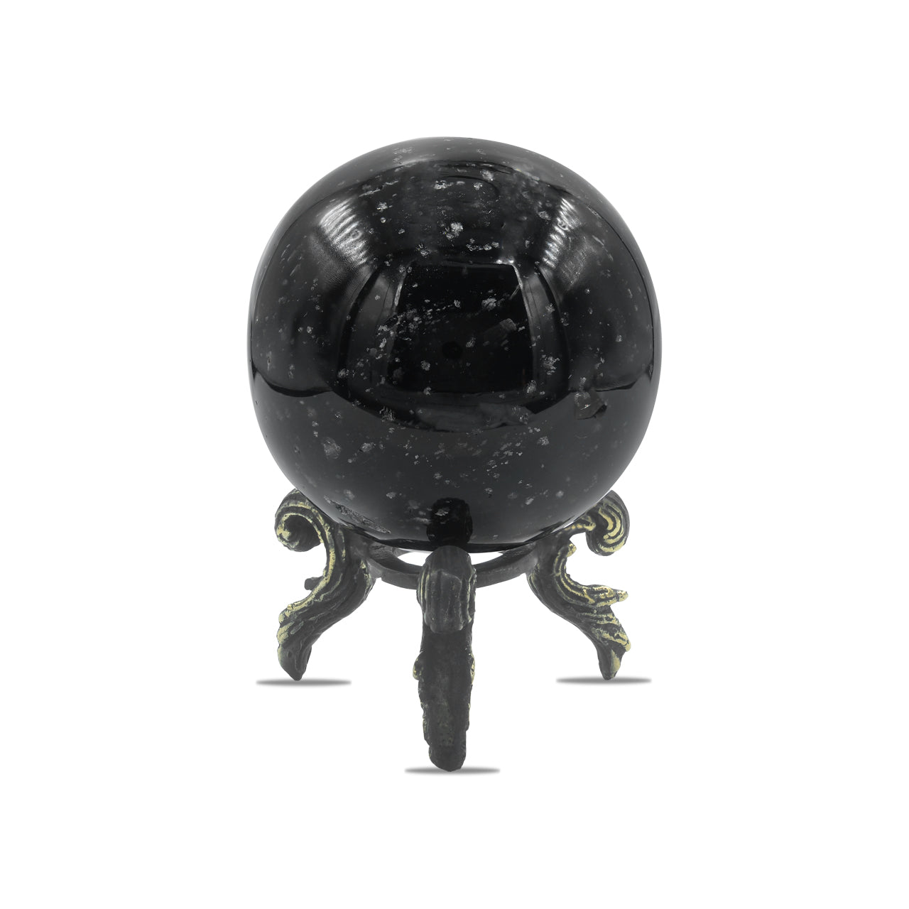 Starborn Obsidian Sphere Display with Brass Stand