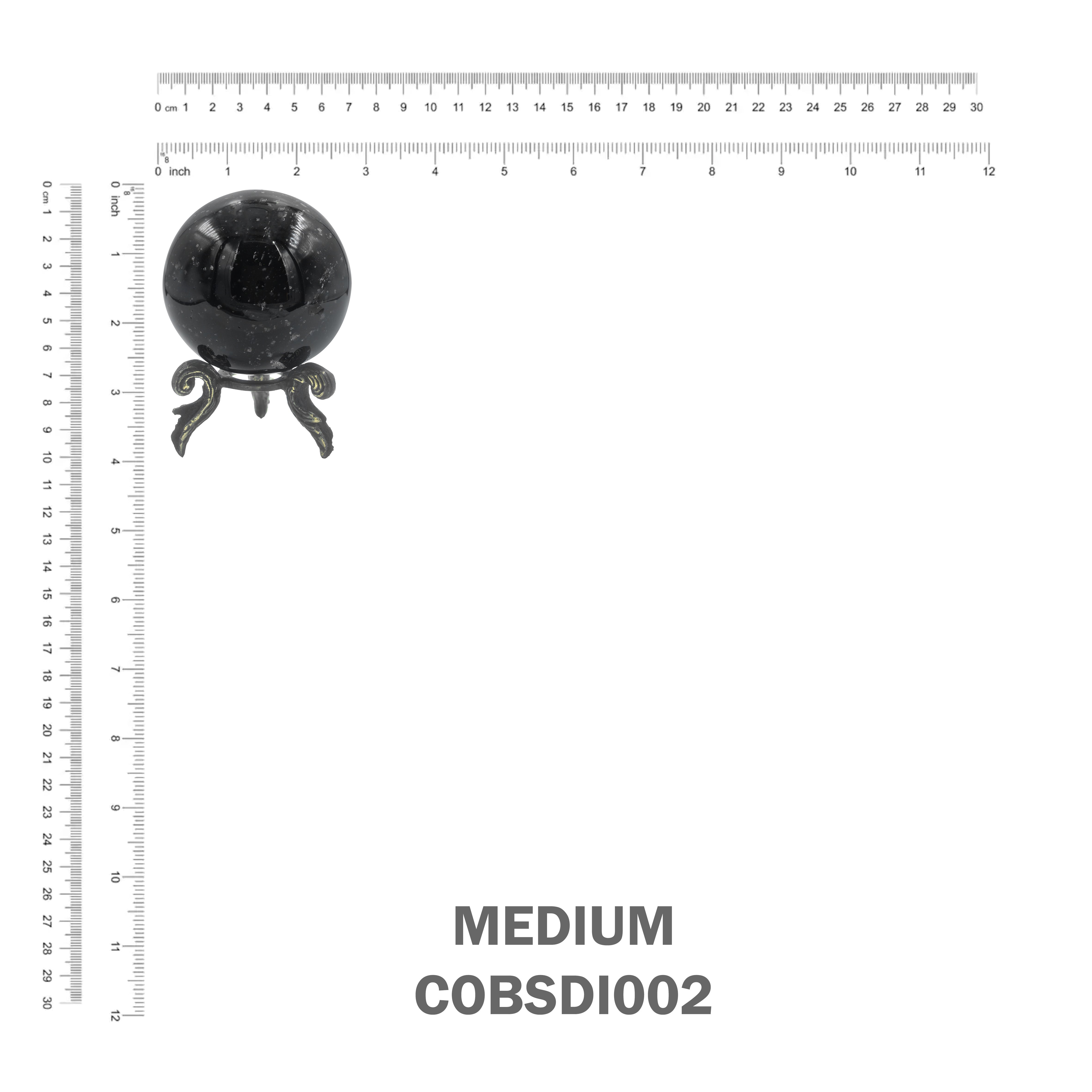 Starborn Obsidian Sphere Display with Brass Stand
