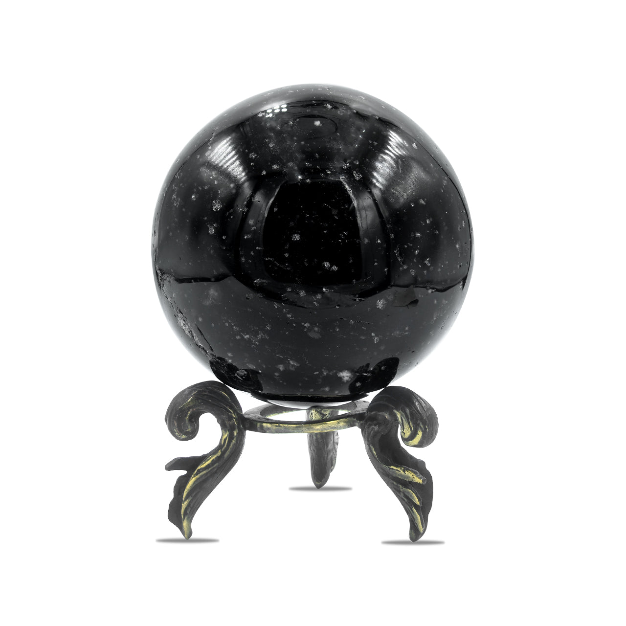Starborn Obsidian Sphere Display with Brass Stand
