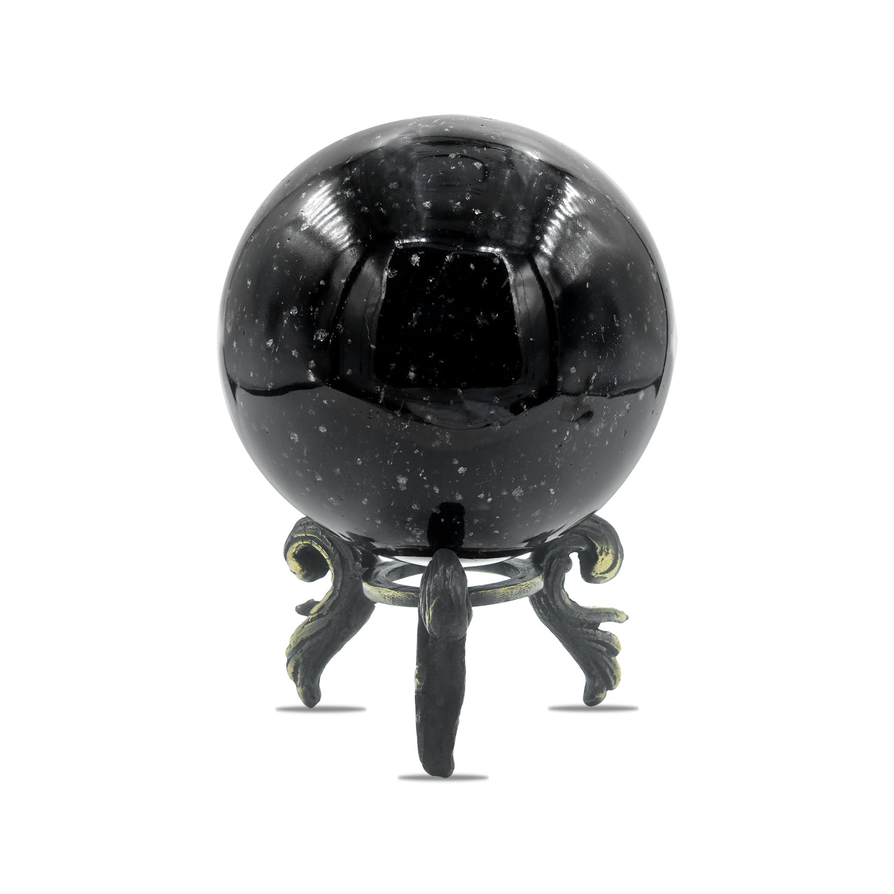 Starborn Obsidian Sphere Display with Brass Stand