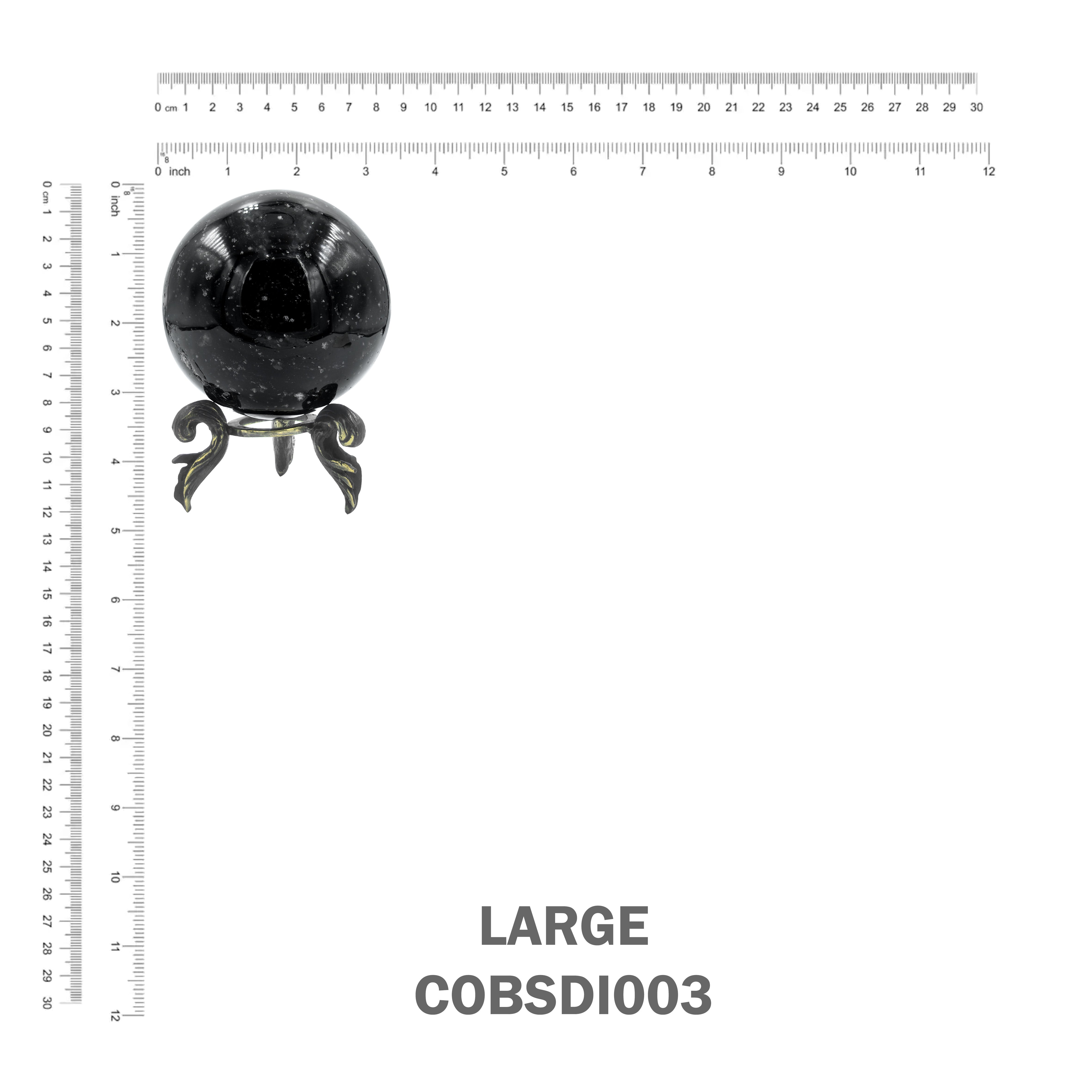 Starborn Obsidian Sphere Display with Brass Stand