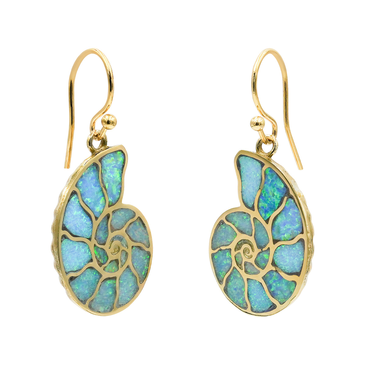 Starborn Cultured Opal Inlay Nautilus Earrings