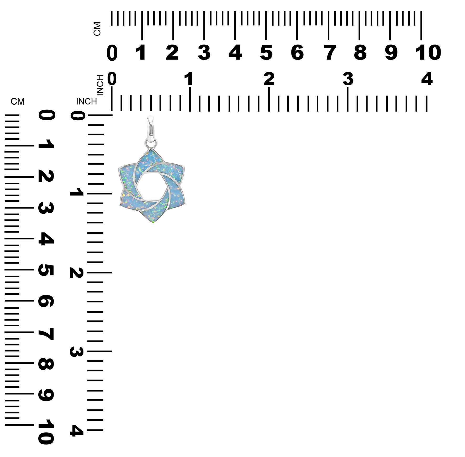 Colgante con forma de estrella de seis puntas y esfera de piedras preciosas en plata de ley