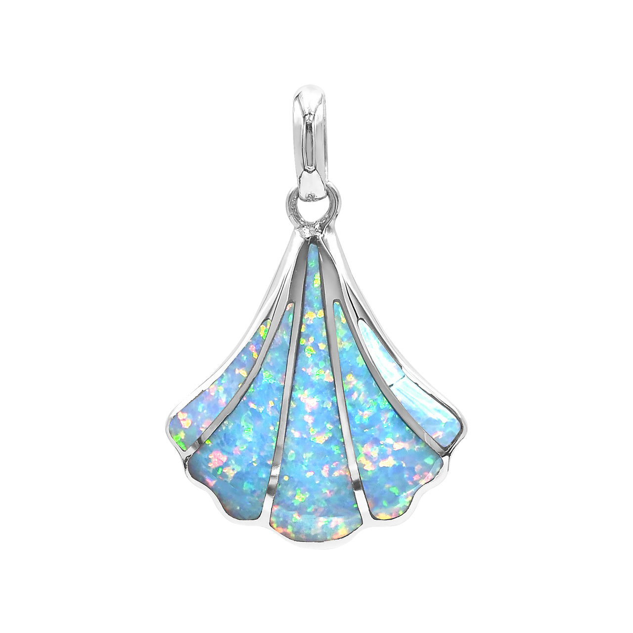 Hermoso colgante de concha de mar con incrustaciones de ammolita de Starborn en plata de ley