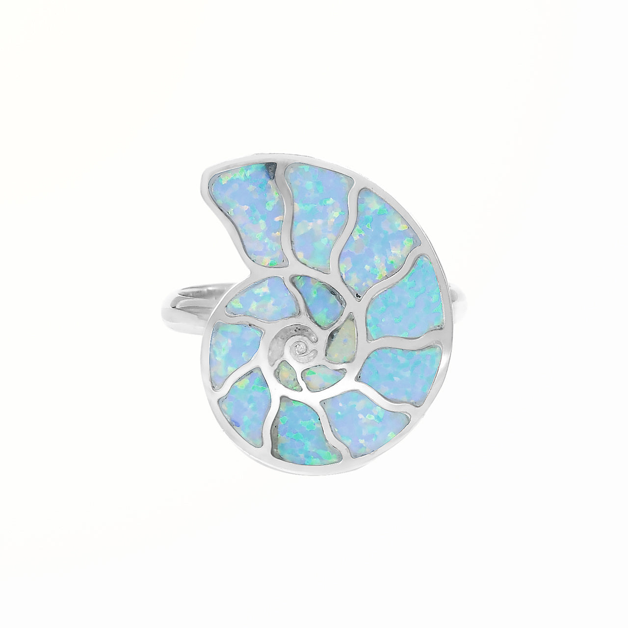 Anillo Nautilus con ópalo cultivado Starborn en plata de ley