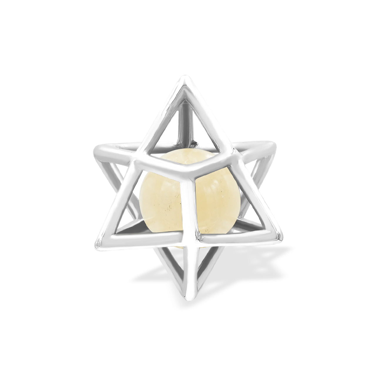 Colgante con esfera de piedras preciosas de jaula mediana Merkabah de Starborn en plata de ley