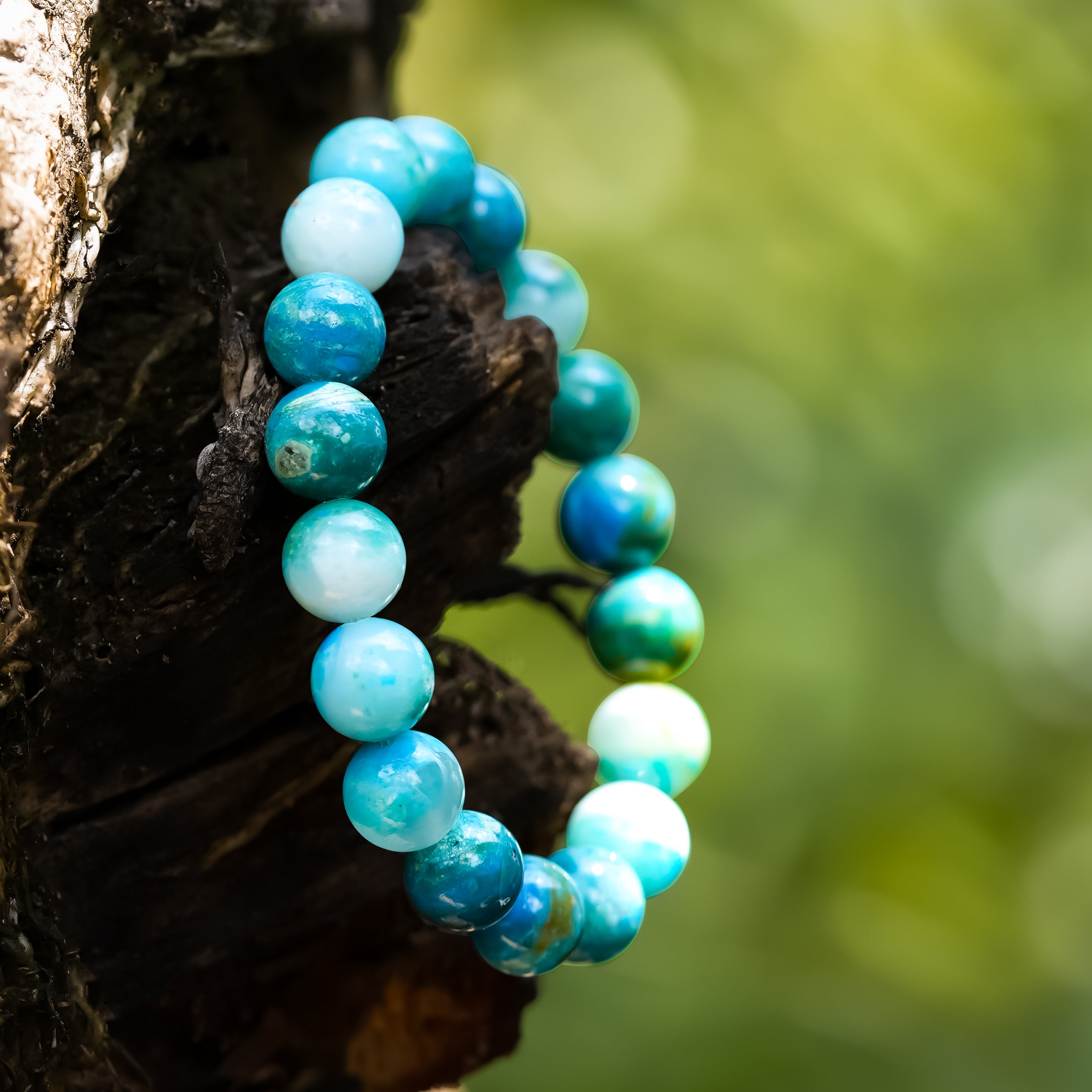 Starborn Peruvian Blue Opal Beaded Elastic Bracelet