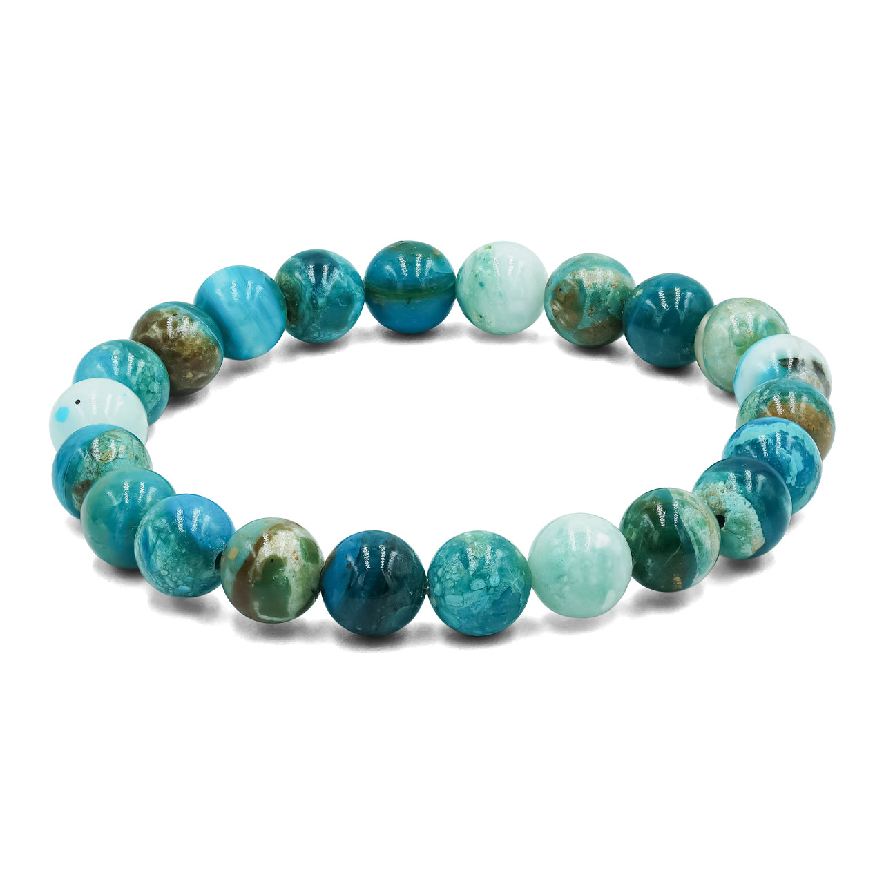 Starborn Peruvian Blue Opal Beaded Elastic Bracelet