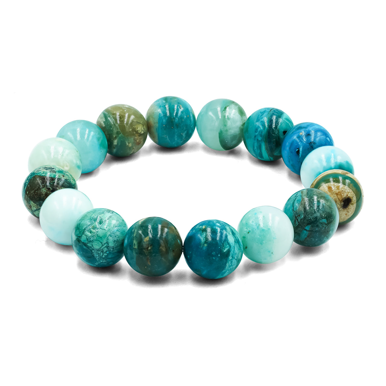 Starborn 12mm Peruvian Blue Opal Beaded Elastic Bracelet