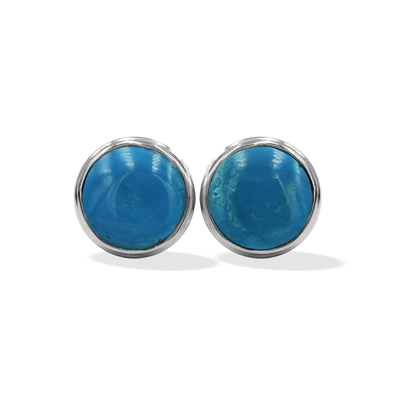Starborn Gemstone Round 10 mm Double Bezel Set Post Earrings in Sterling Silver