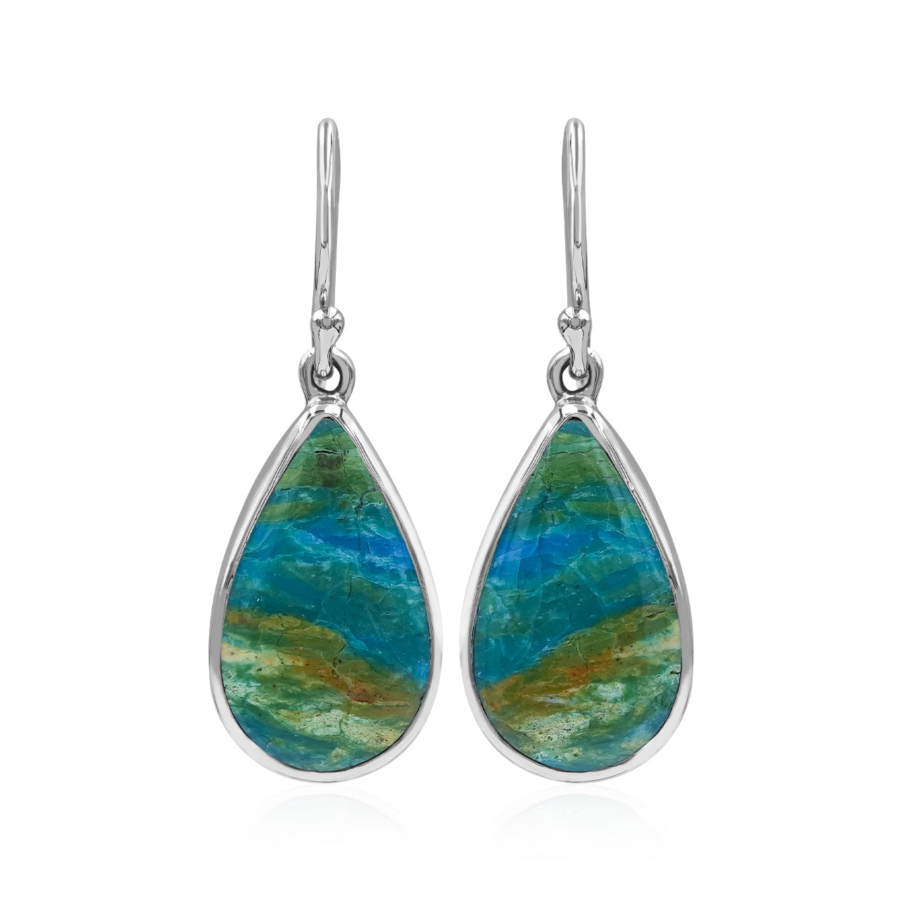 Starborn Peruvian Blue Opal Pear Earrings in Sterling Silver