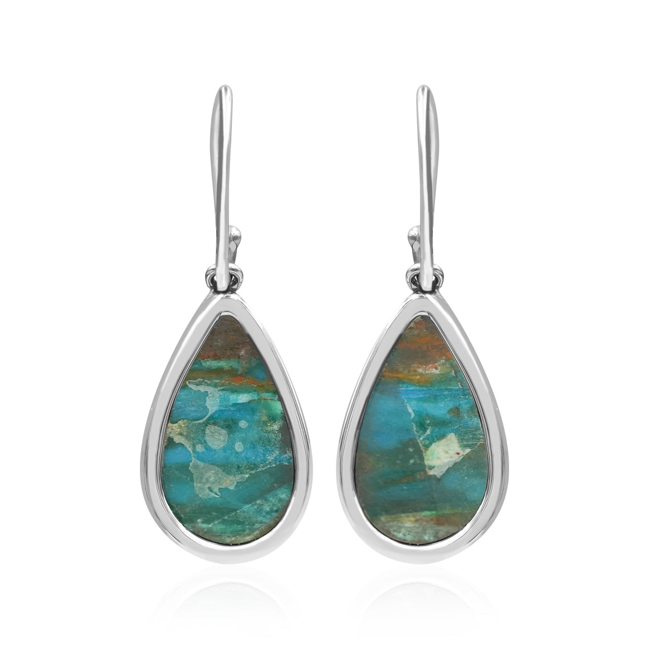 Starborn Peruvian Blue Opal Pear Earrings in Sterling Silver
