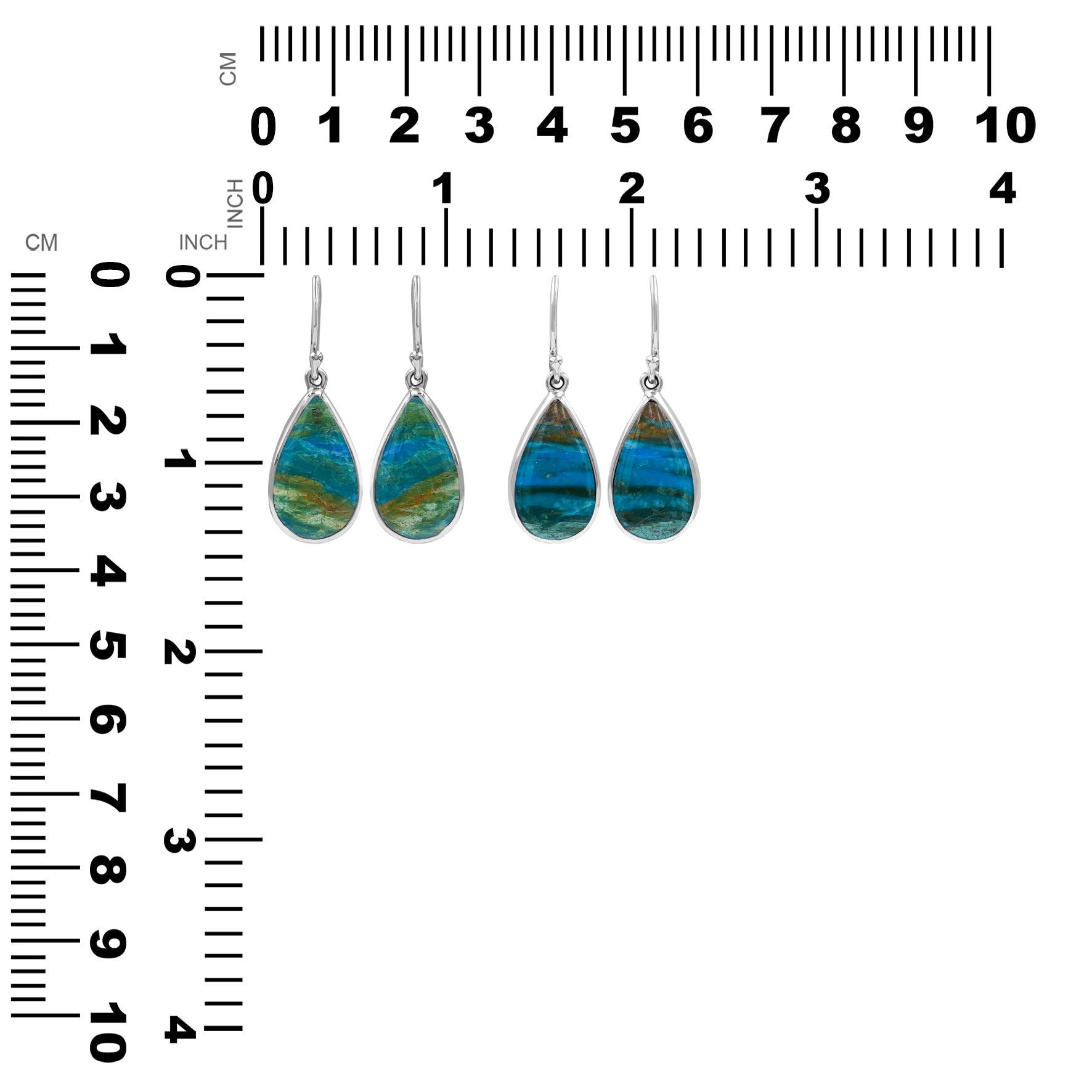 Starborn Peruvian Blue Opal Pear Earrings in Sterling Silver