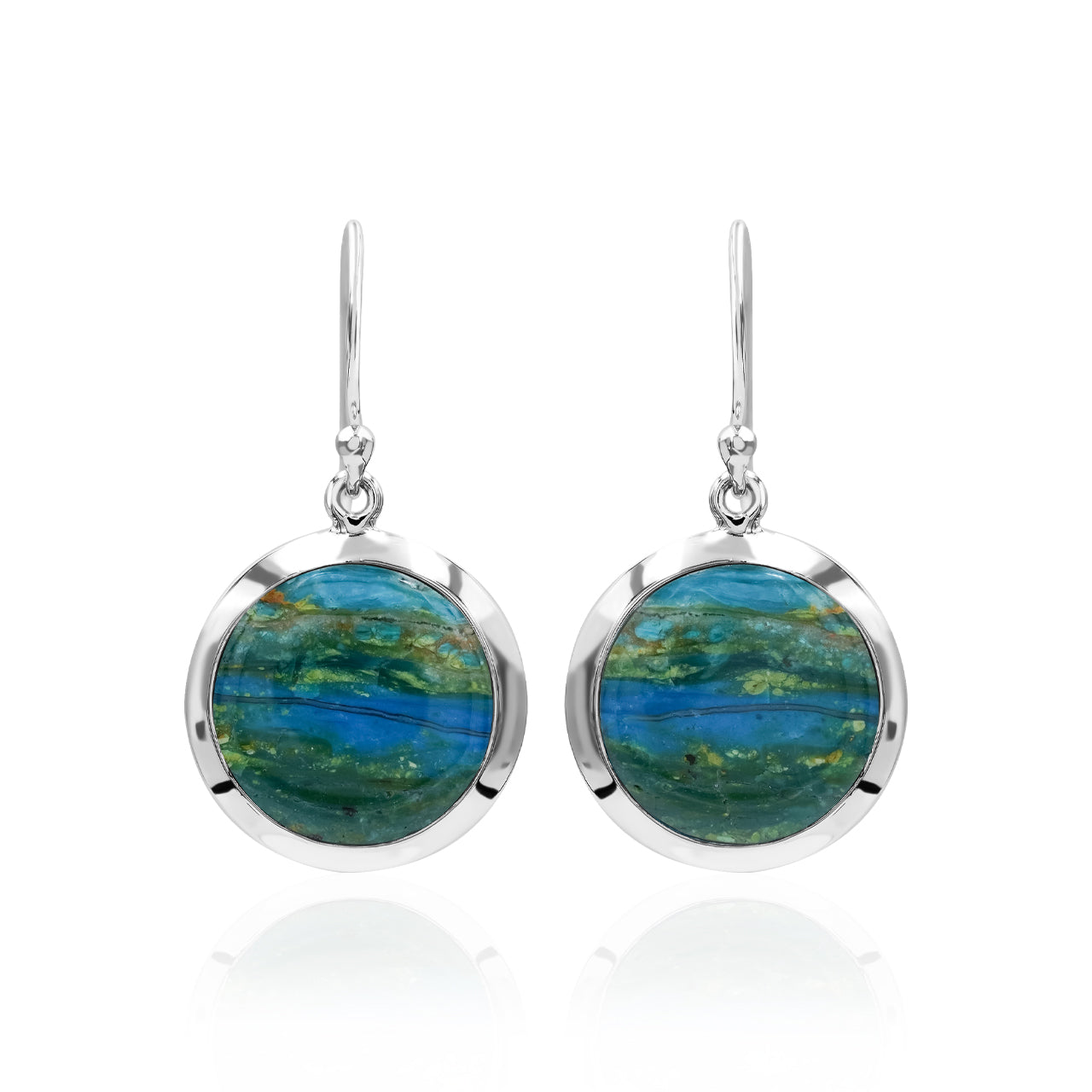 Starborn Round 15mm Gemstones Medallion Style Earring in Sterling Silver - Small