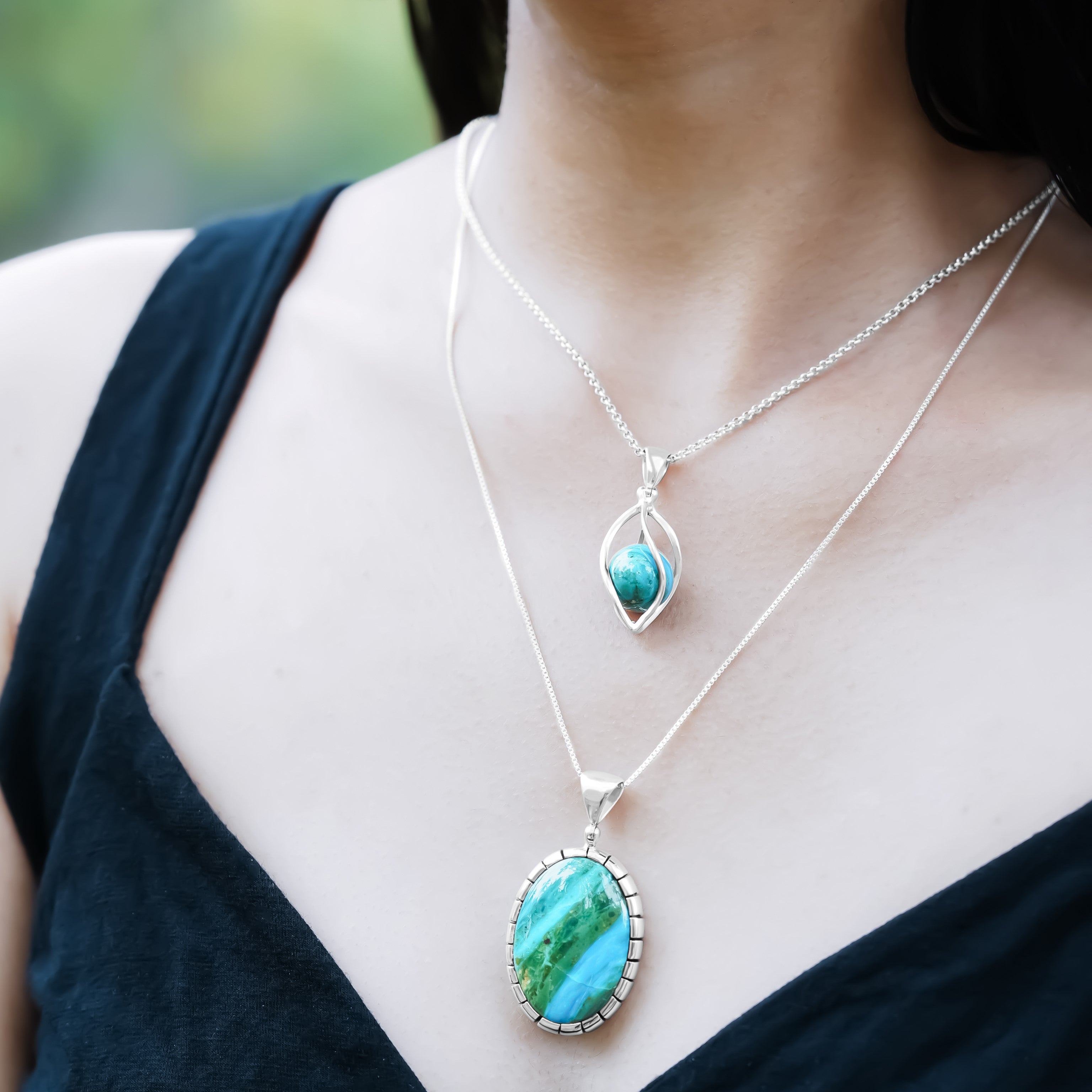 Starborn Peruanischer blauer Opal-Anhänger in Sterling-Silber