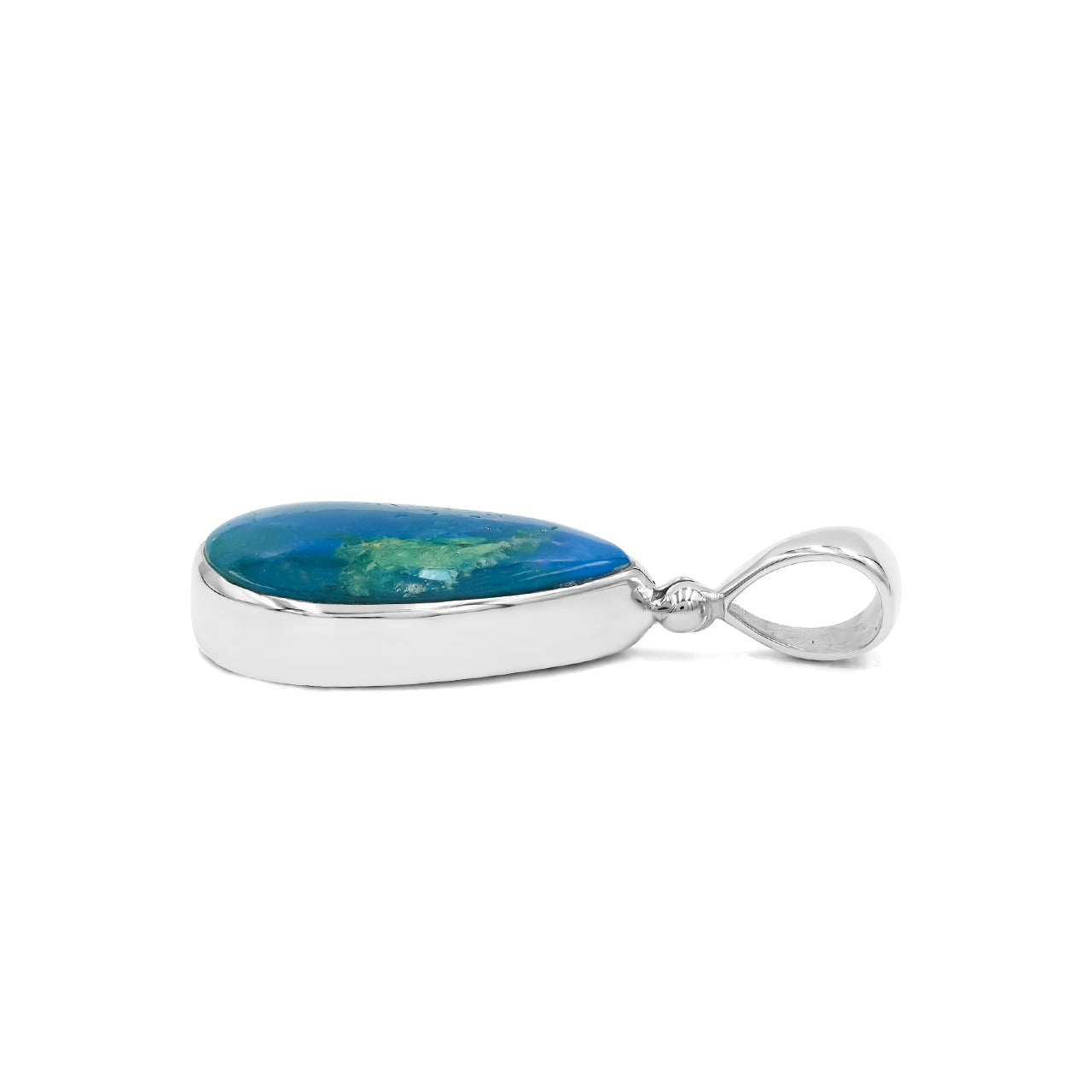 Peruvian Blue Opal Pear Pendant in Fine Sterling Silver