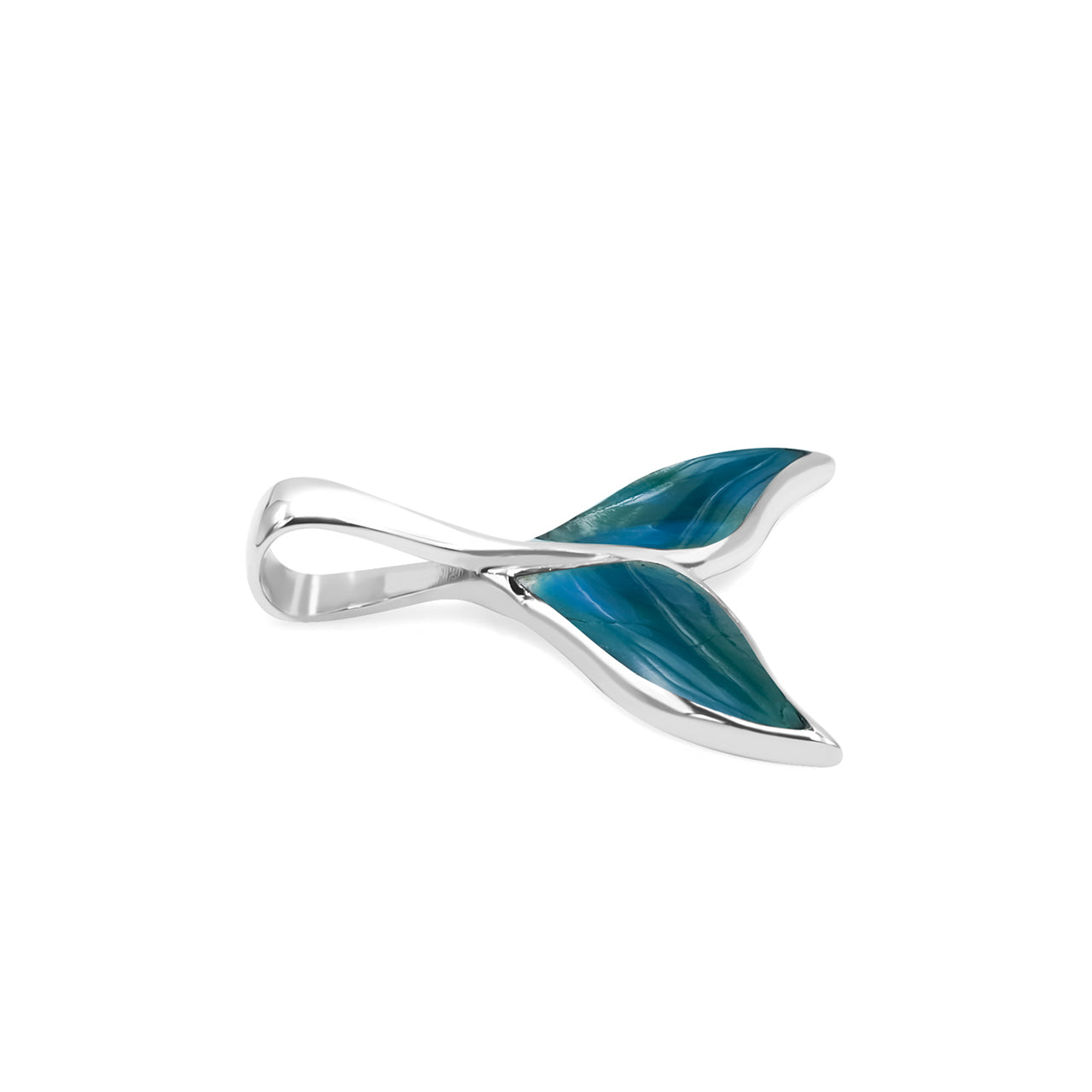 Starborn Peruvian Blue Opal Whale Tail Pendant in Sterling Silver - Medium