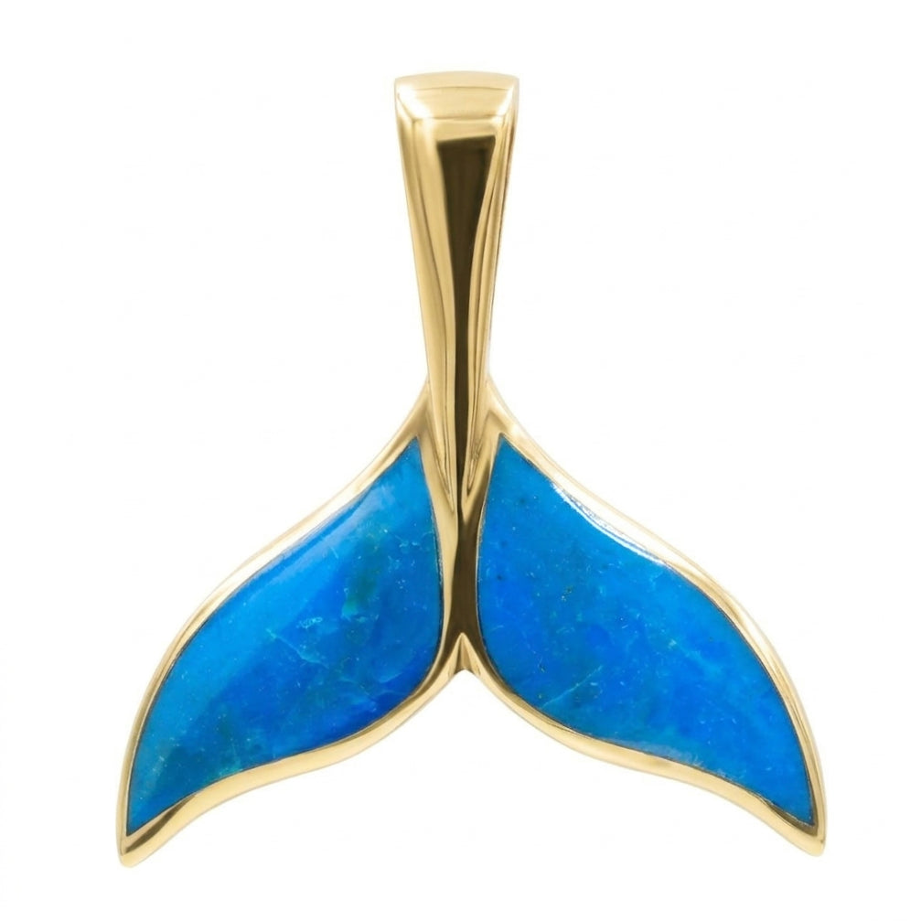 Starborn Peruvian Blue Opal Whale Tail Pendant in Sterling Silver