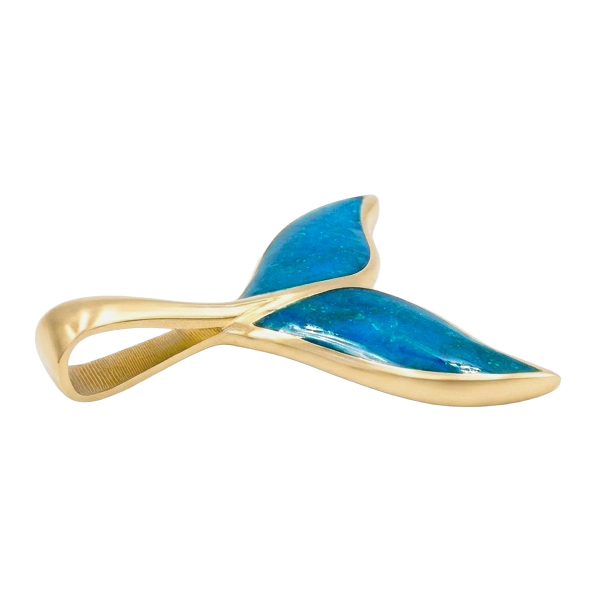 Starborn Peruvian Blue Opal Whale Tail Pendant in Sterling Silver