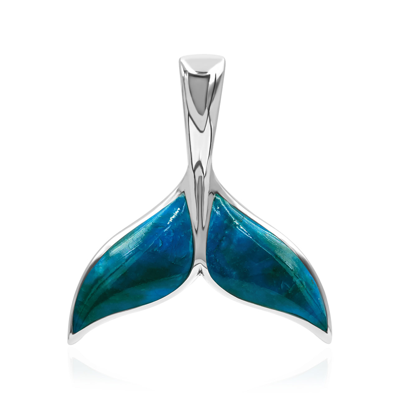 Starborn Peruvian Blue Opal Whale Tail Pendant in Sterling Silver