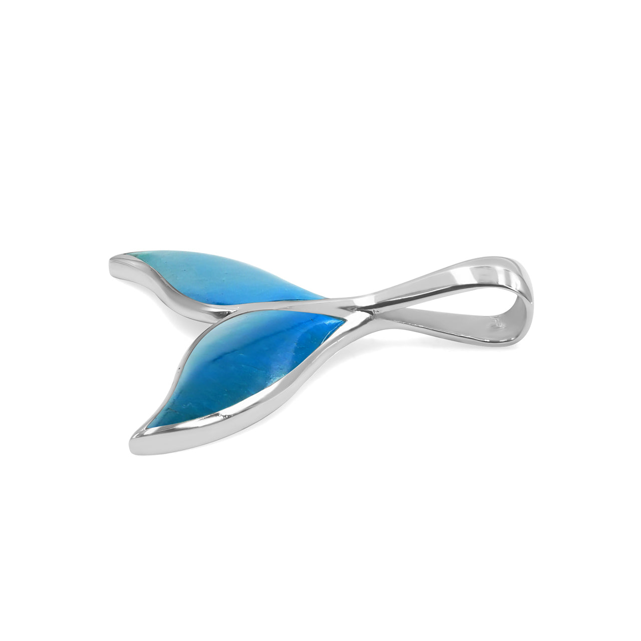 Starborn Peruvian Blue Opal Whale Tail Pendant in Sterling Silver