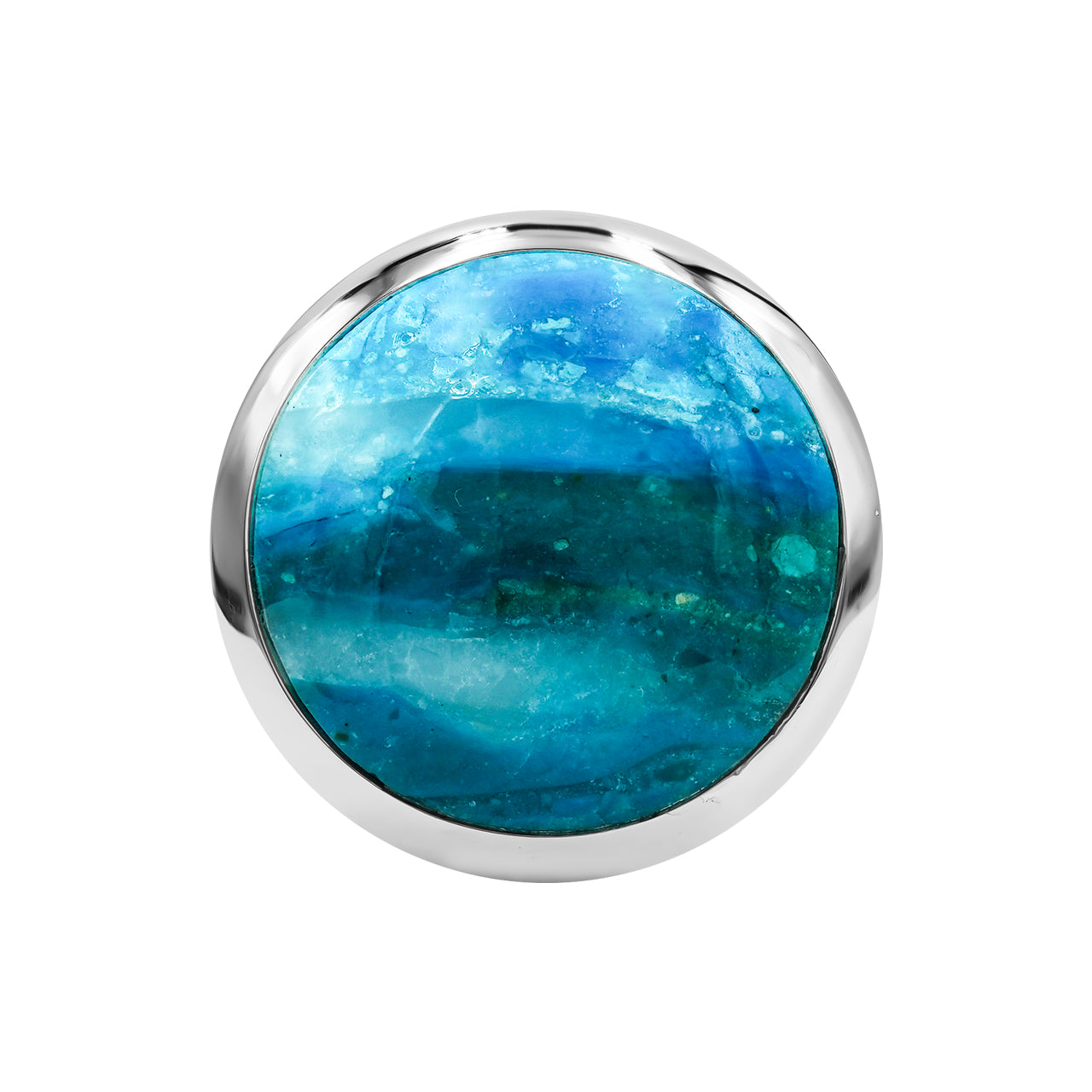Starborn Peruvian Blue Opal Medallion Style Ring in Sterling Silver