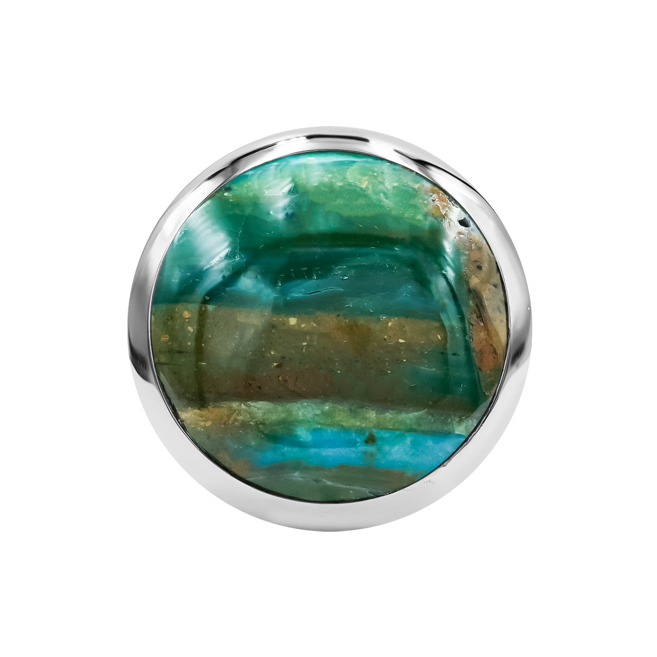 Starborn Peruvian Blue Opal Medallion Style Ring in Sterling Silver