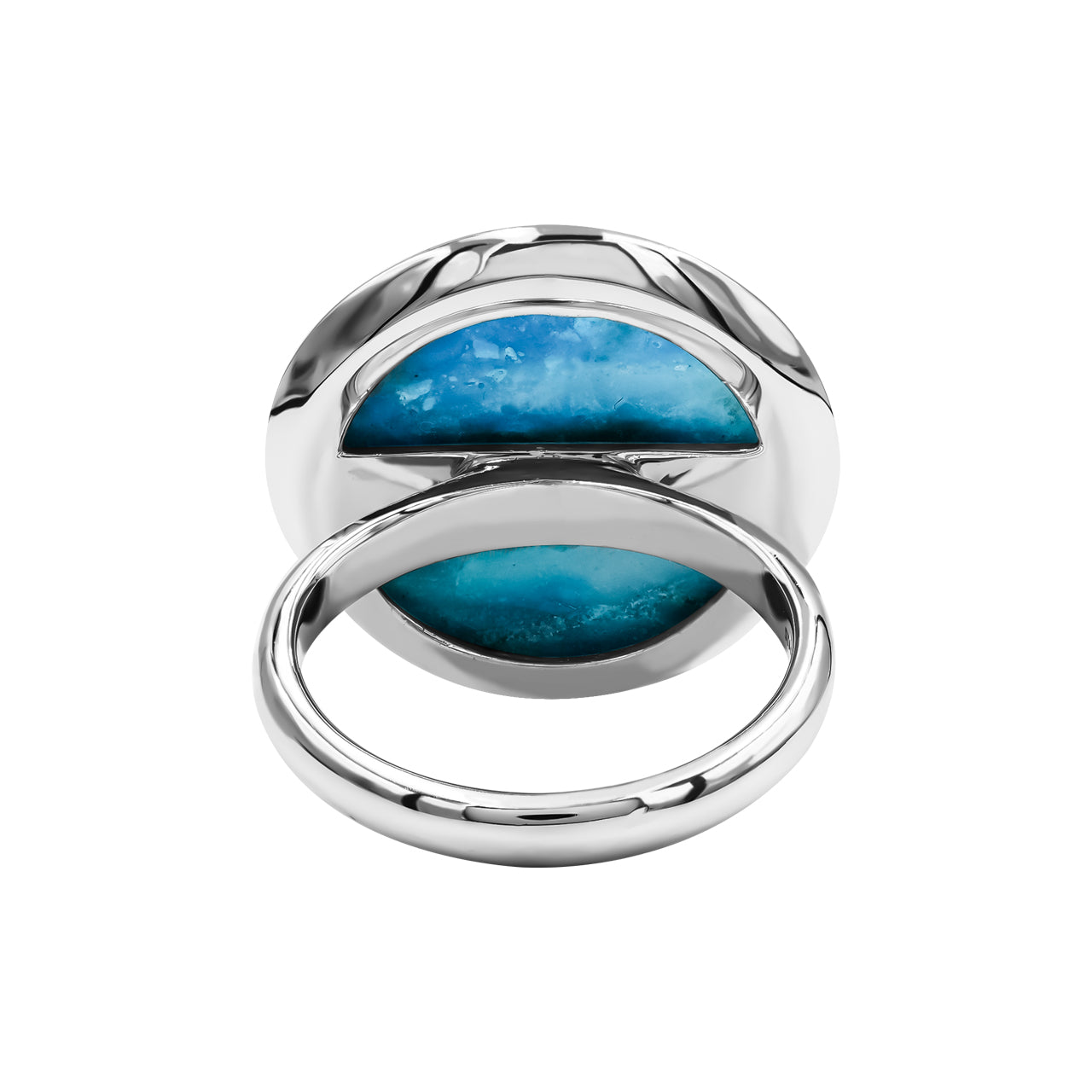 Starborn Peruvian Blue Opal Medallion Style Ring in Sterling Silver