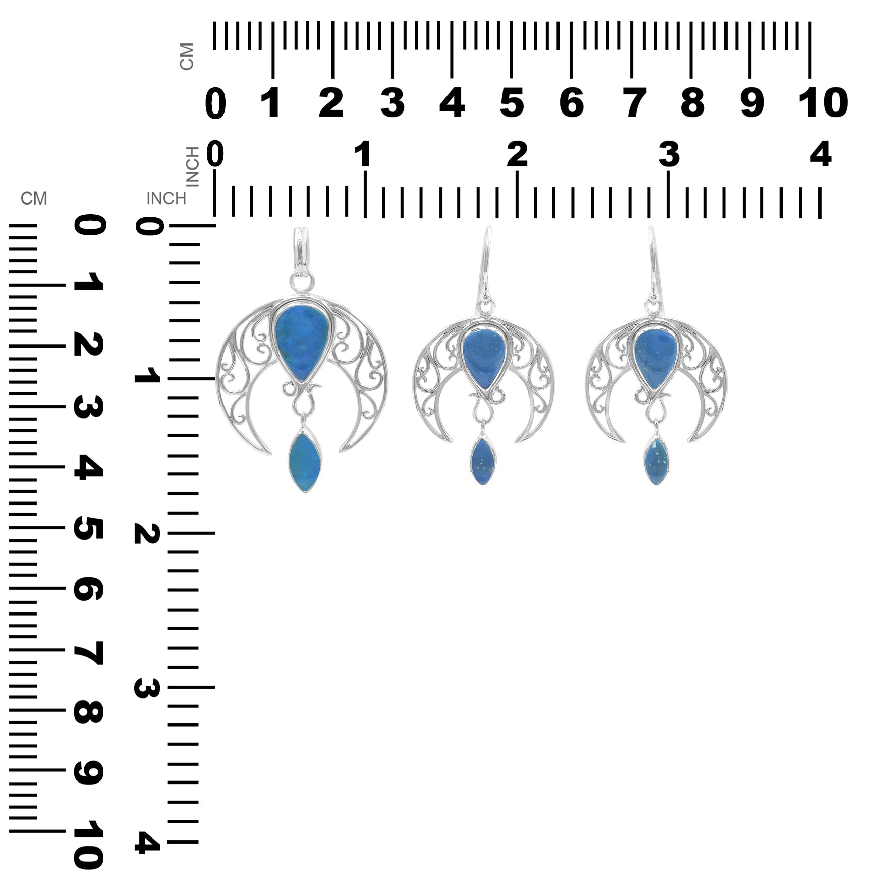 Starborn Peruvian Blue Opal Celestial Pendant and Earring Set in Sterling Silver