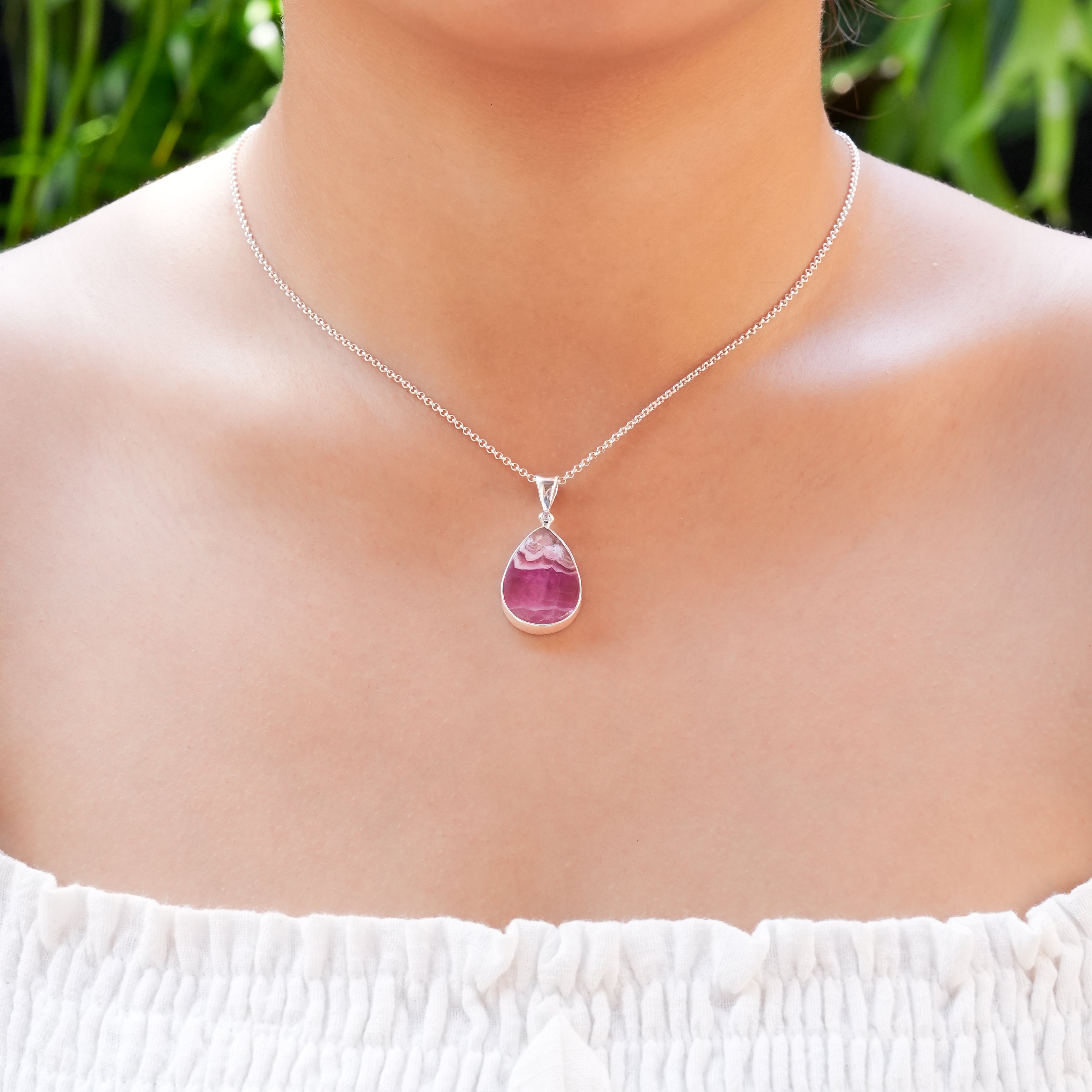 Starborn Pink Cobalto Calcite Pear Cabochon Pendant