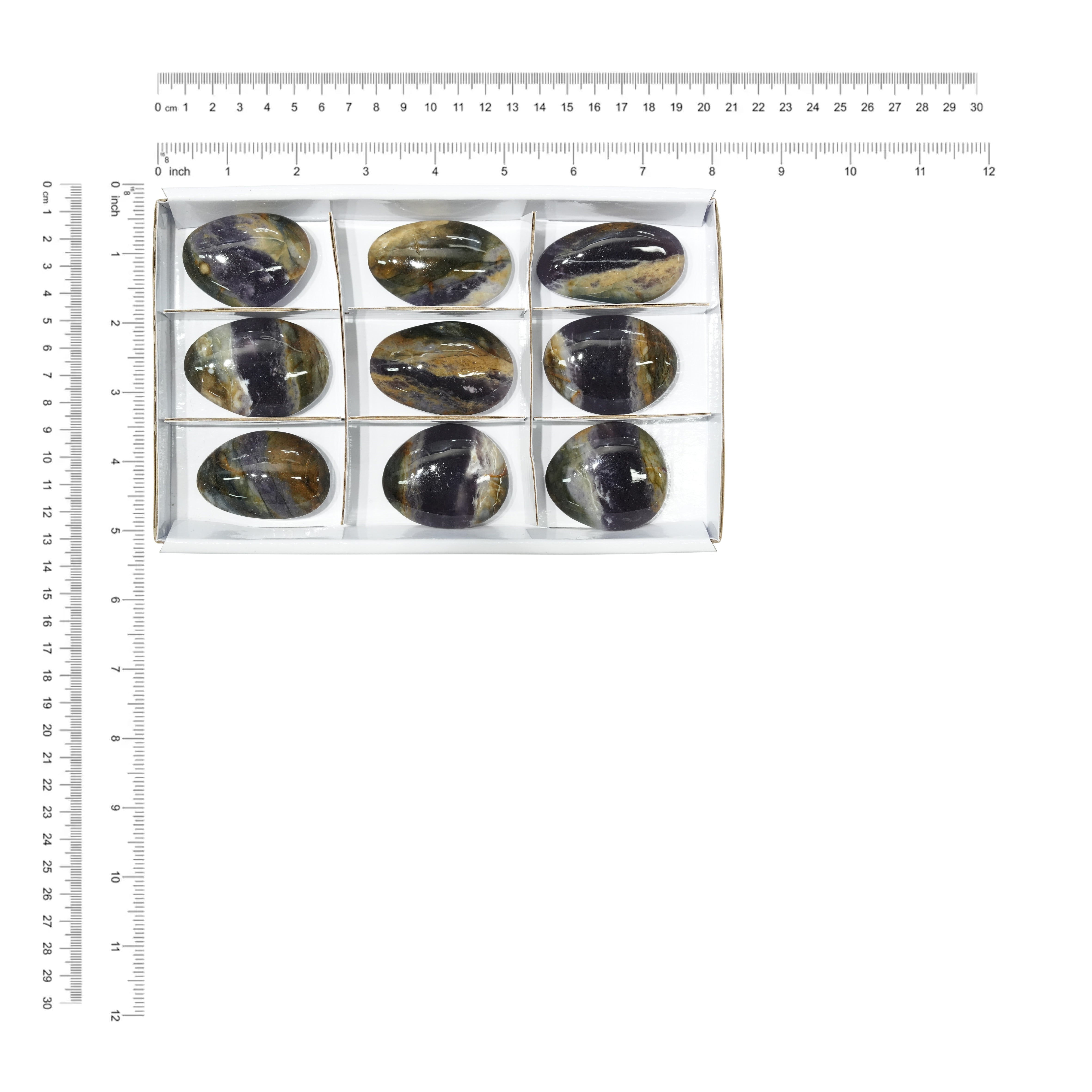 Starborn Purple Chalcedony Freeform Palm Stone Flat 300g - 9 pcs