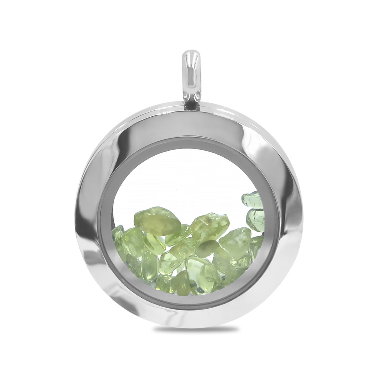 Starborn Peridot Window Pendant Necklace in Stainless Steel