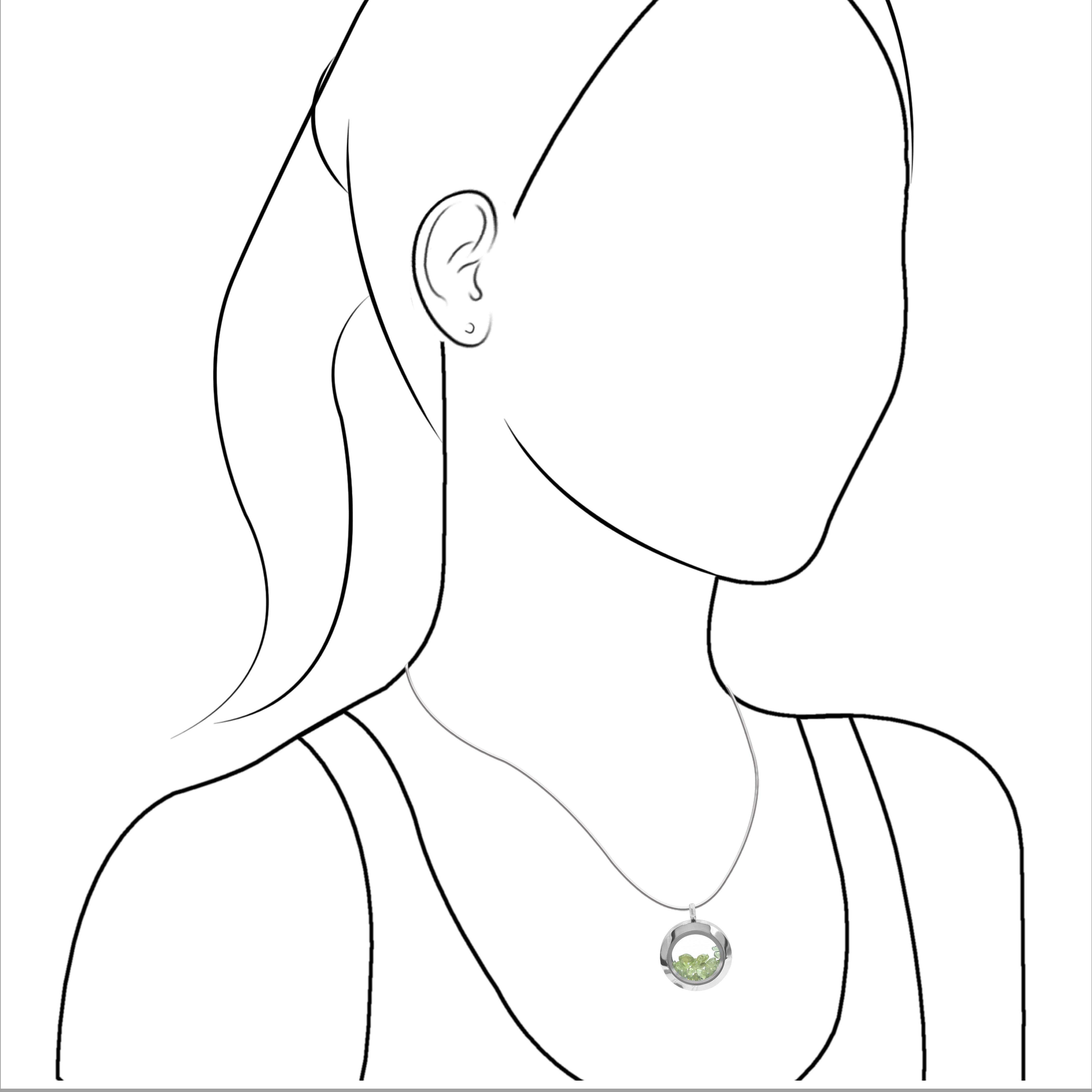 Starborn Peridot Window Pendant Necklace in Stainless Steel