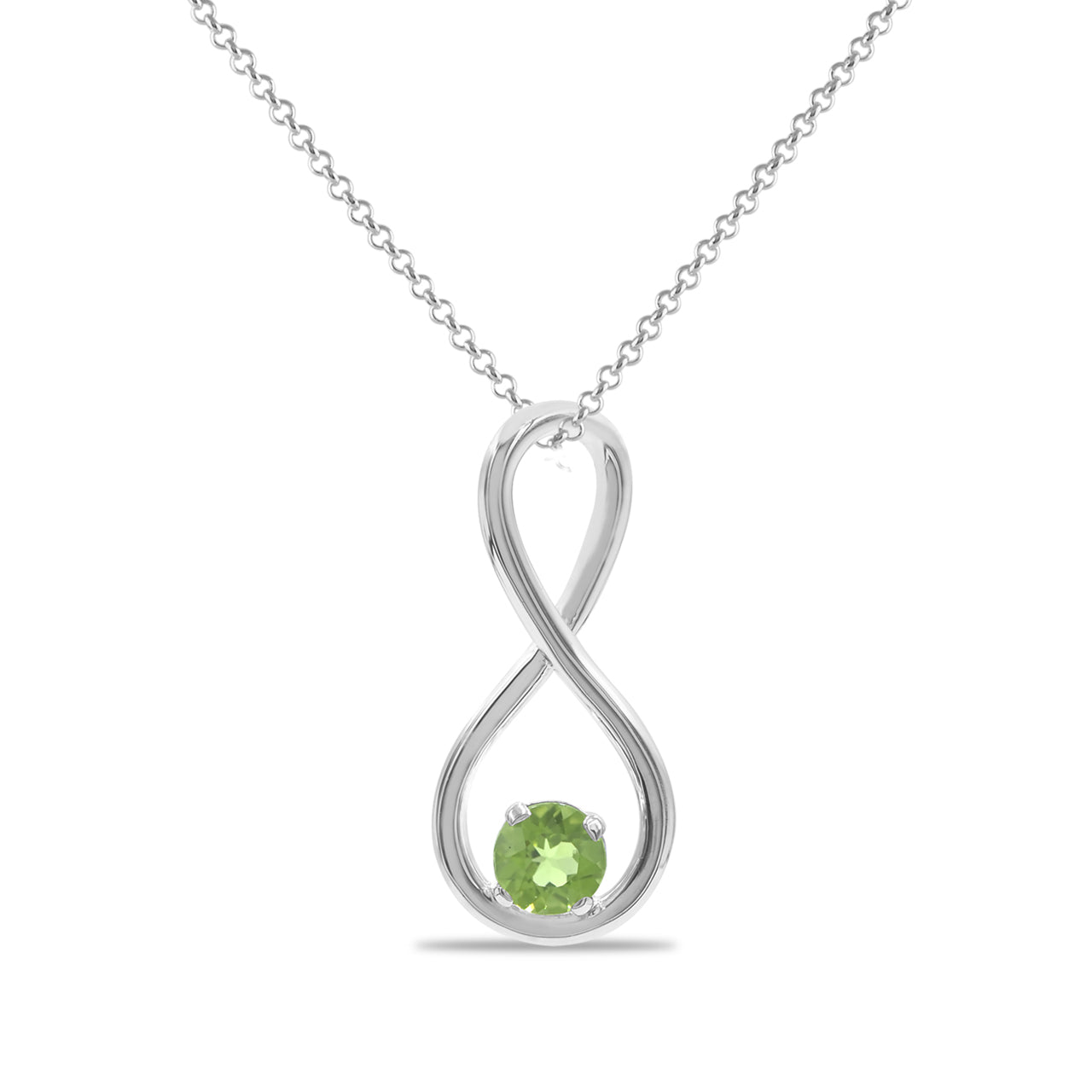Starborn Faceted Peridot Infinity Pendant in Fine Sterling Silver