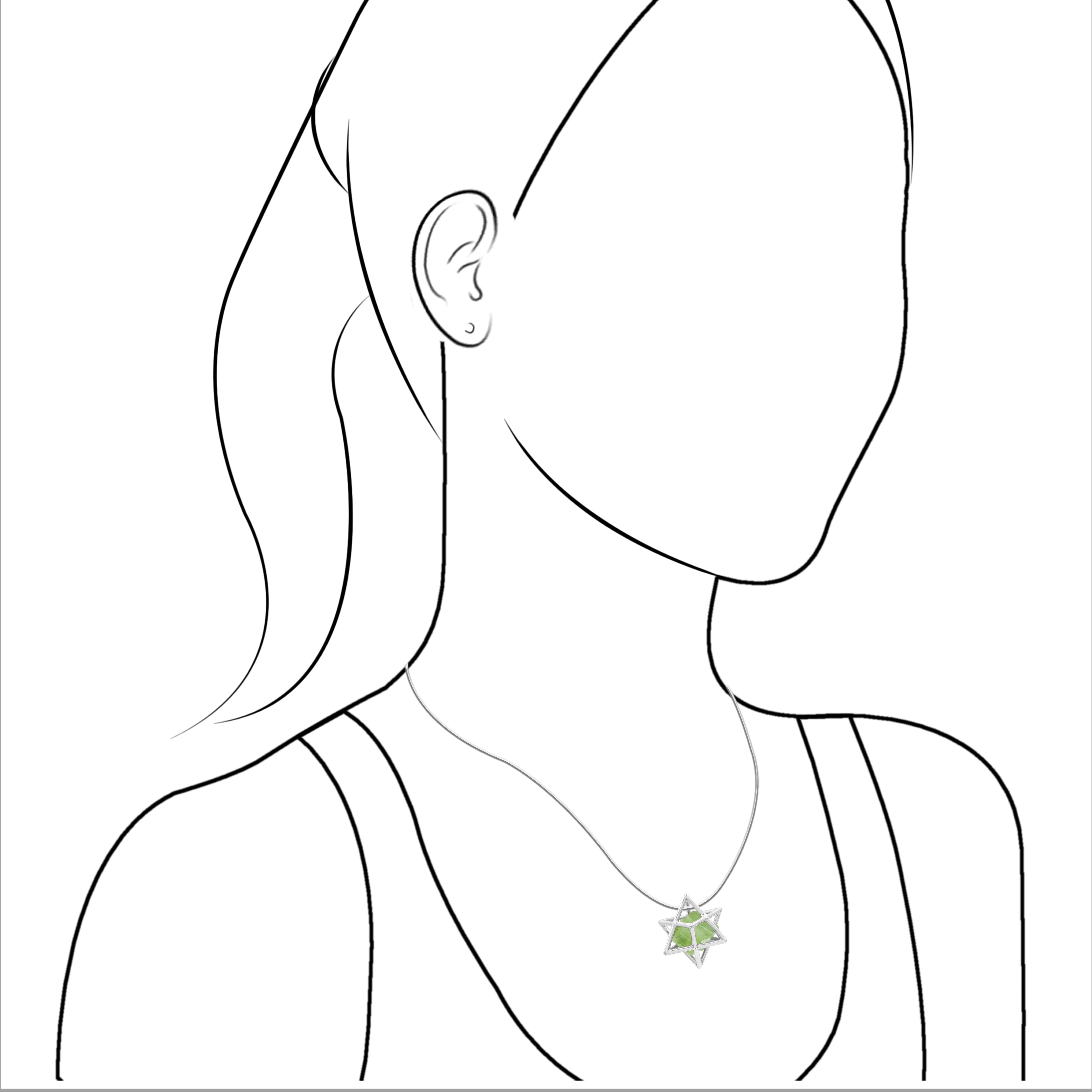 Starborn Natural Raw Peridot in Merkabah Sterling Silver Cage Pendant and Chain