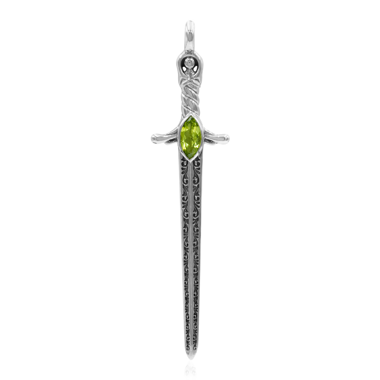 Starborn Peridot Sword Pendant in Sterling Silver