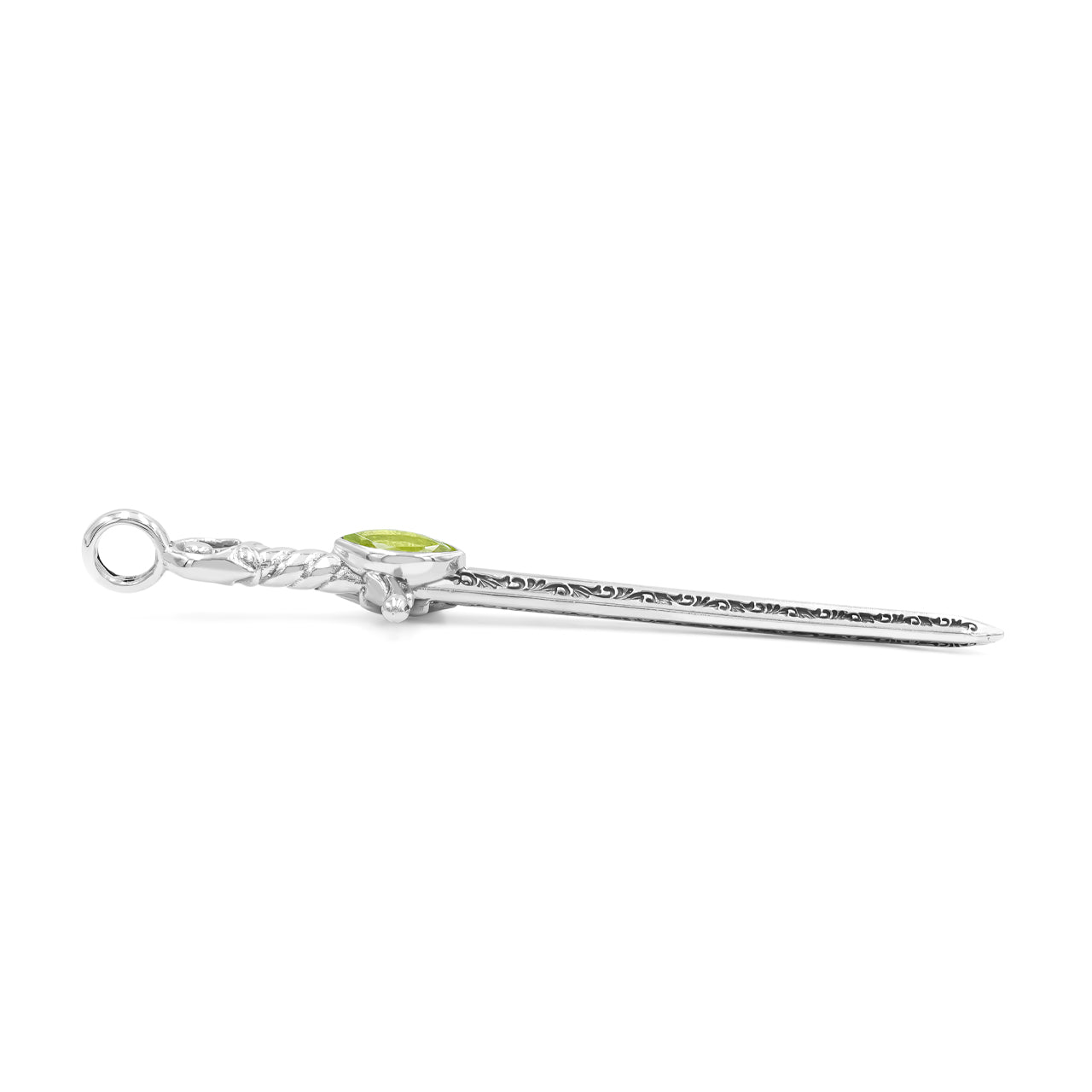 Starborn Peridot Sword Pendant in Sterling Silver