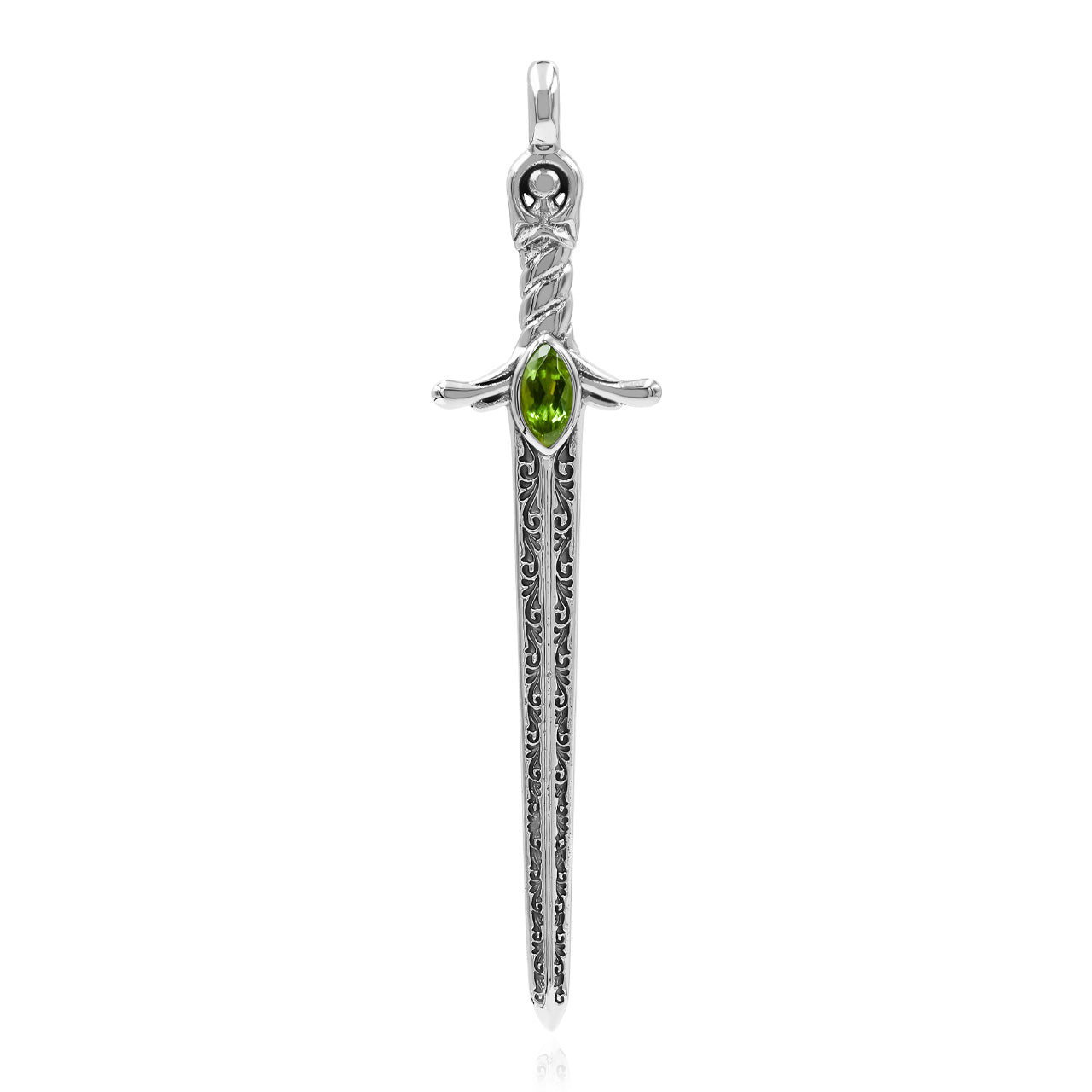 Starborn Peridot Sword Pendant in Sterling Silver