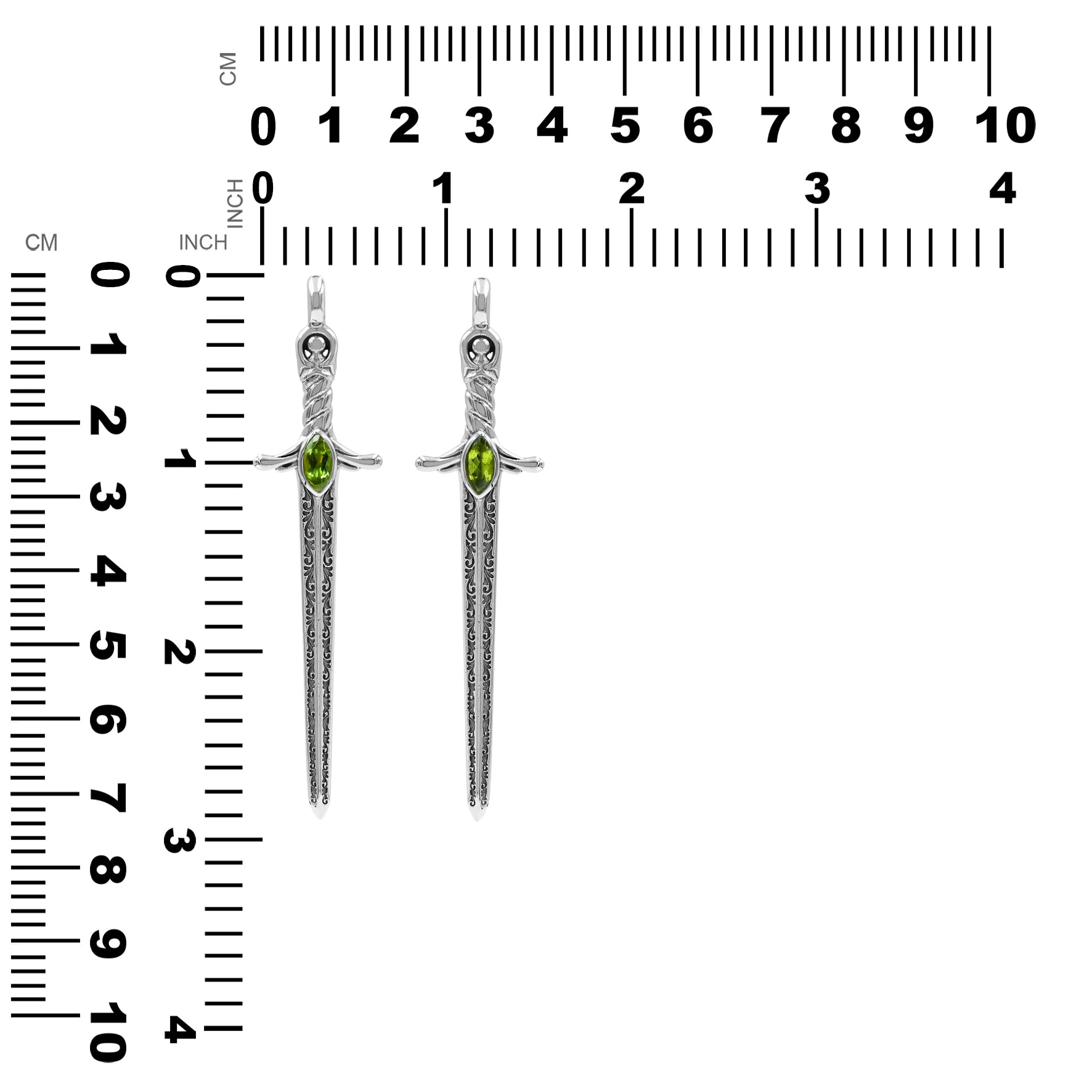 Starborn Peridot Sword Pendant in Sterling Silver