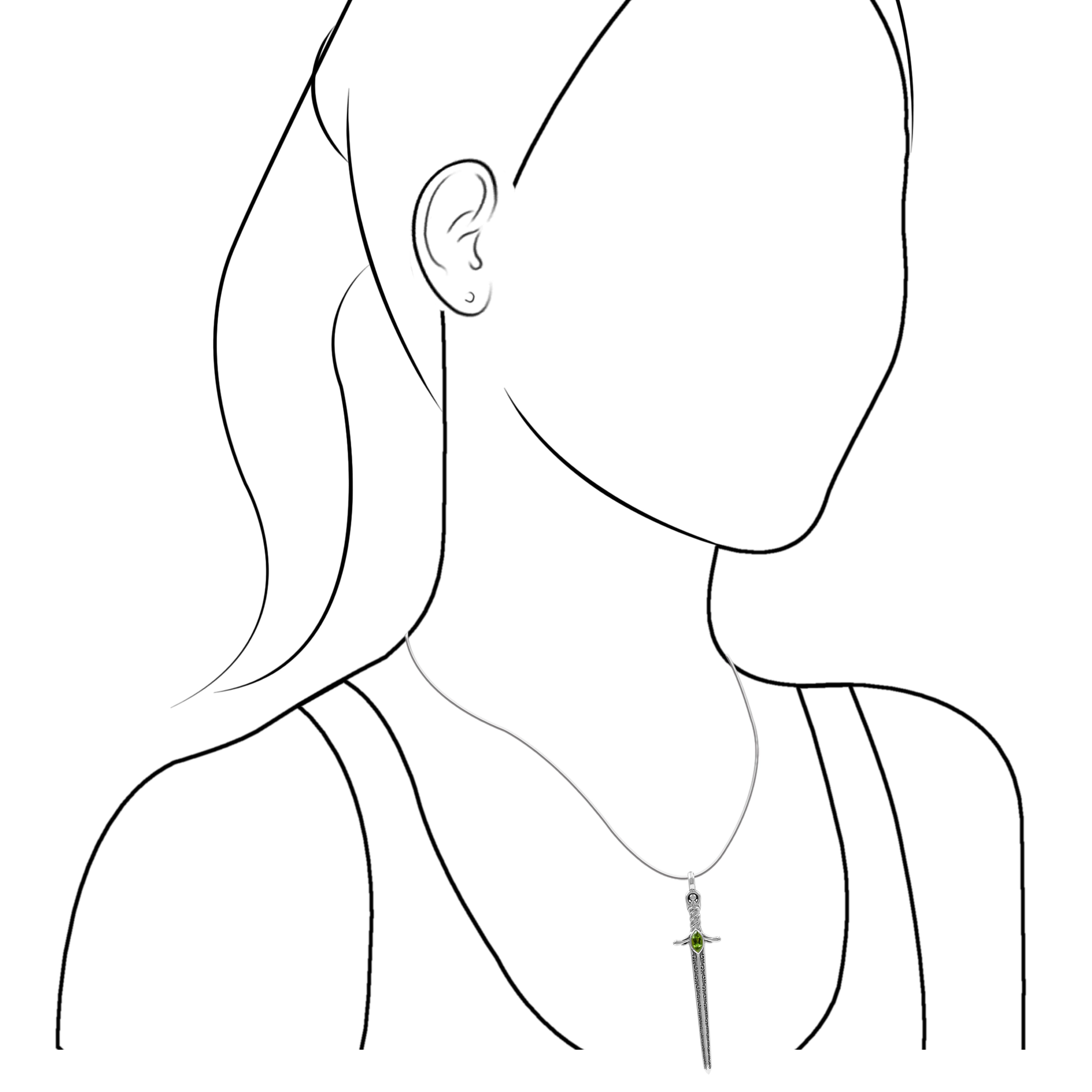 Starborn Peridot Sword Pendant in Sterling Silver