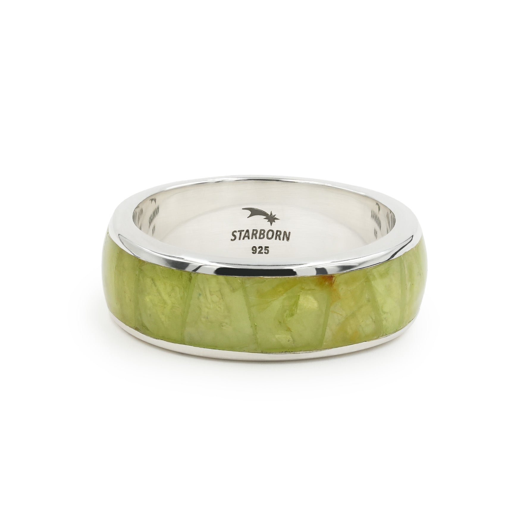 Starborn Peridot Inlay Channel Style Ring in Fine Sterling Silver