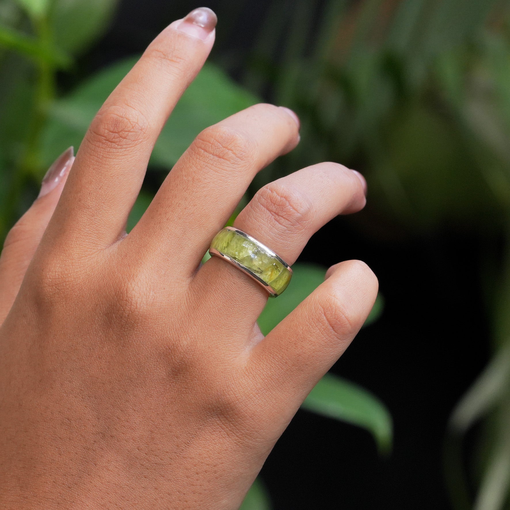 Starborn Peridot Inlay Channel Style Ring in Fine Sterling Silver