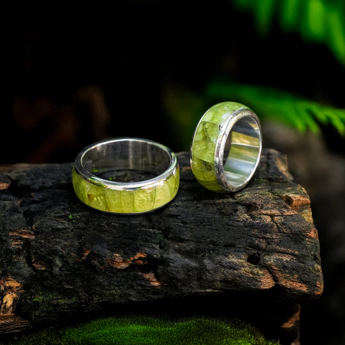 Starborn Peridot Inlay Channel Style Ring in Fine Sterling Silver