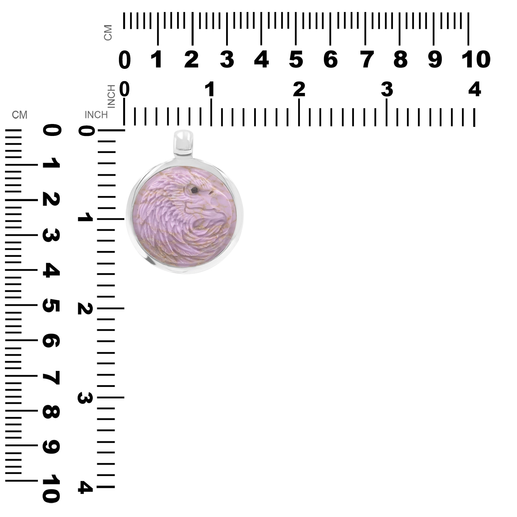 Starborn Phosphosiderite Carved Eagle Head Medallion Style Pendant in Sterling Silver