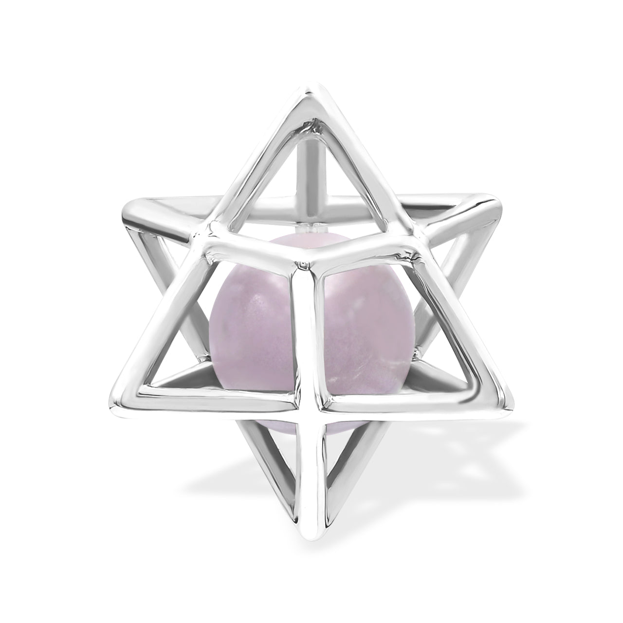 Colgante de esfera de 12 mm con piedras preciosas de jaula grande Starborn Merkabah en plata de ley