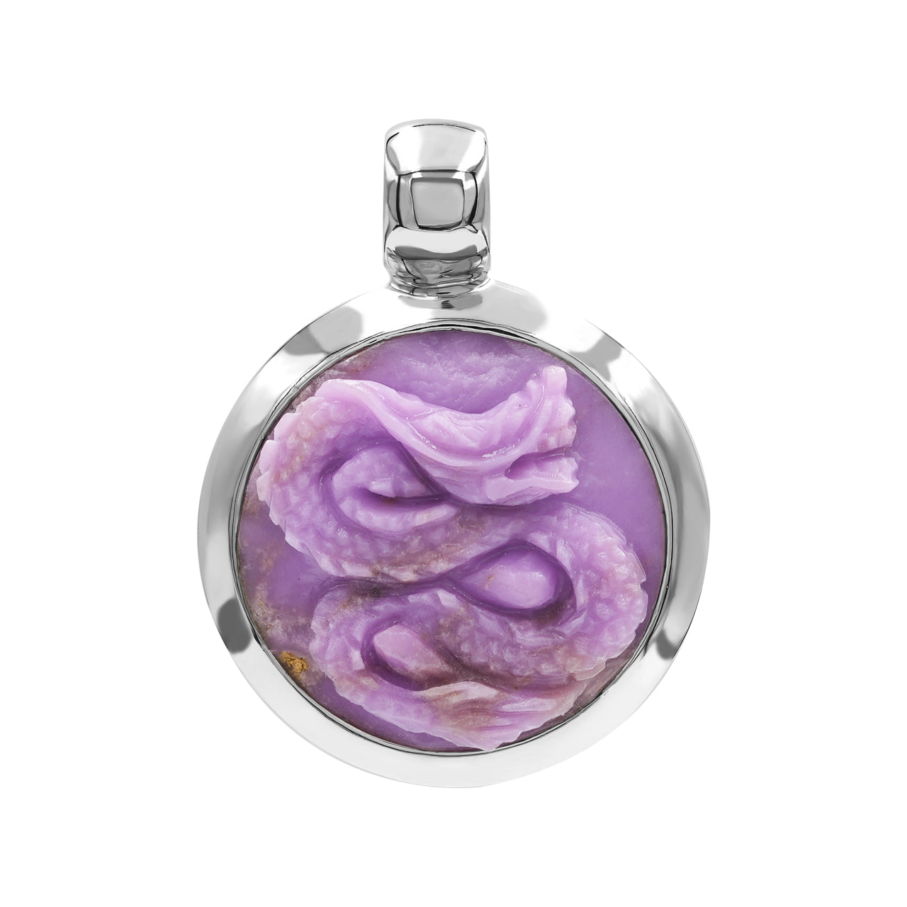 Phosphosiderite Carved Dragon Medallion Style Pendant